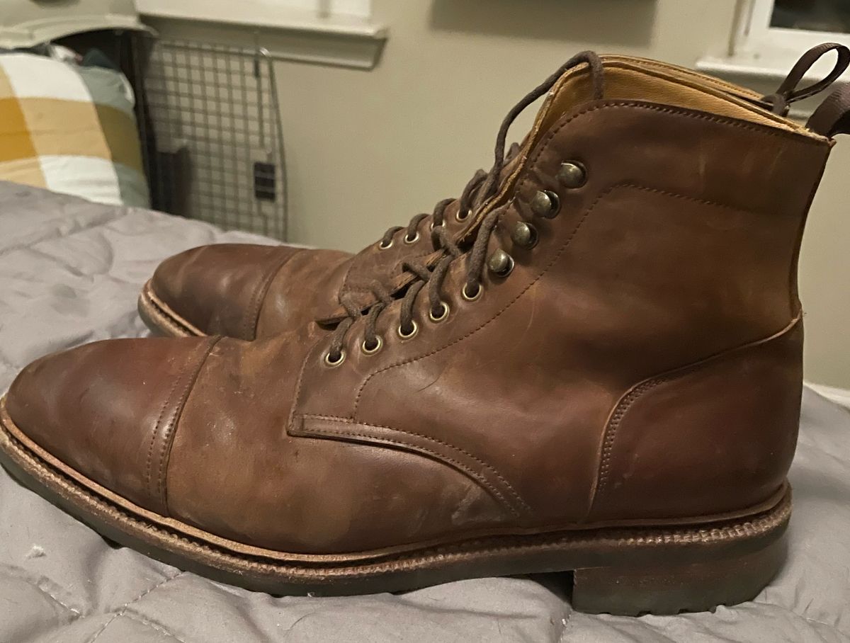 Photo by WalkingToMyWedding on January 6, 2024 of the Meermin Jumper Boot in Tobacco Waxy Shell Cordovan.