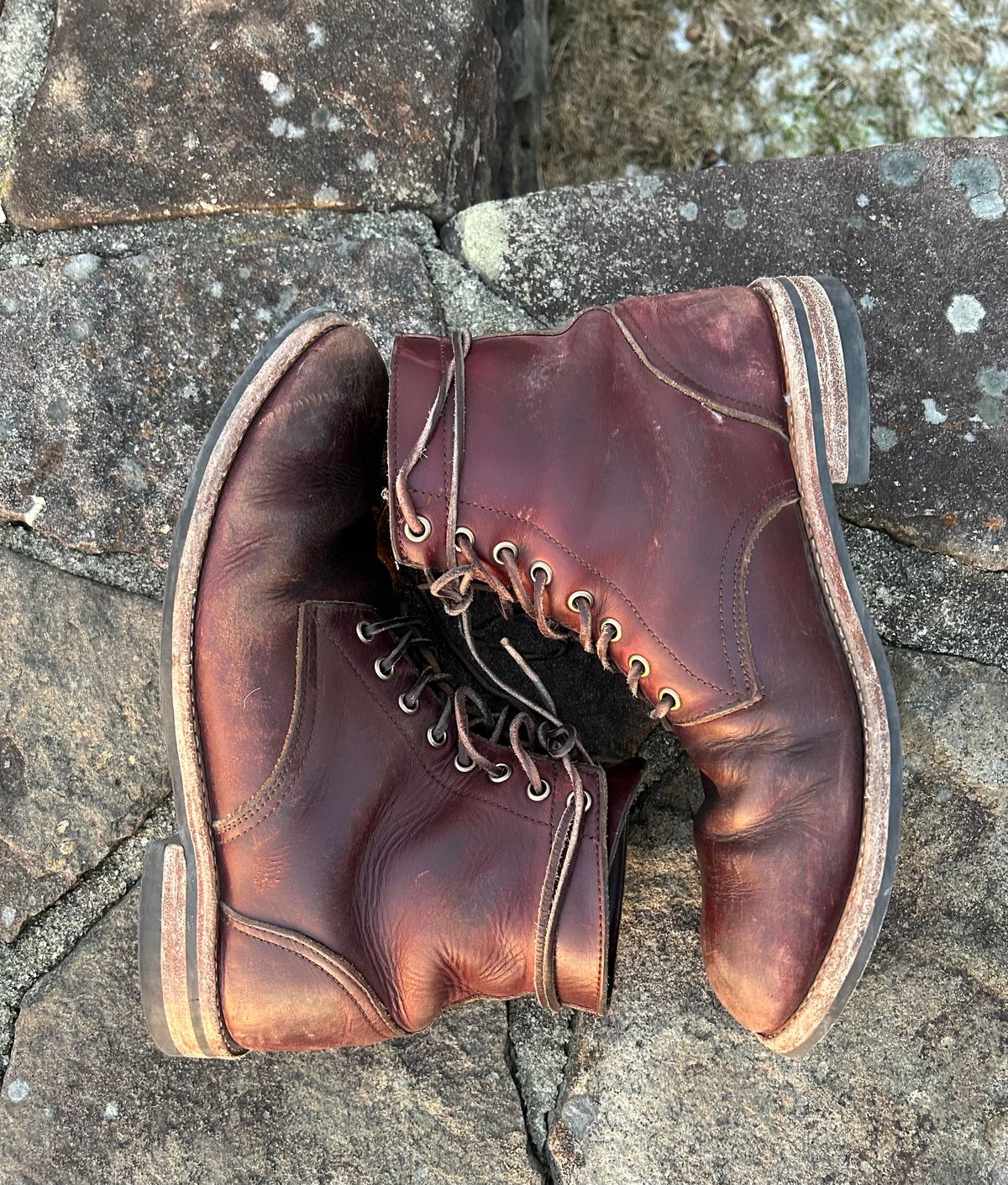 Photo by BigDogSaysBark on February 4, 2023 of the Oak Street Bootmakers Trench Boot in Horween Color 8 Chromexcel.