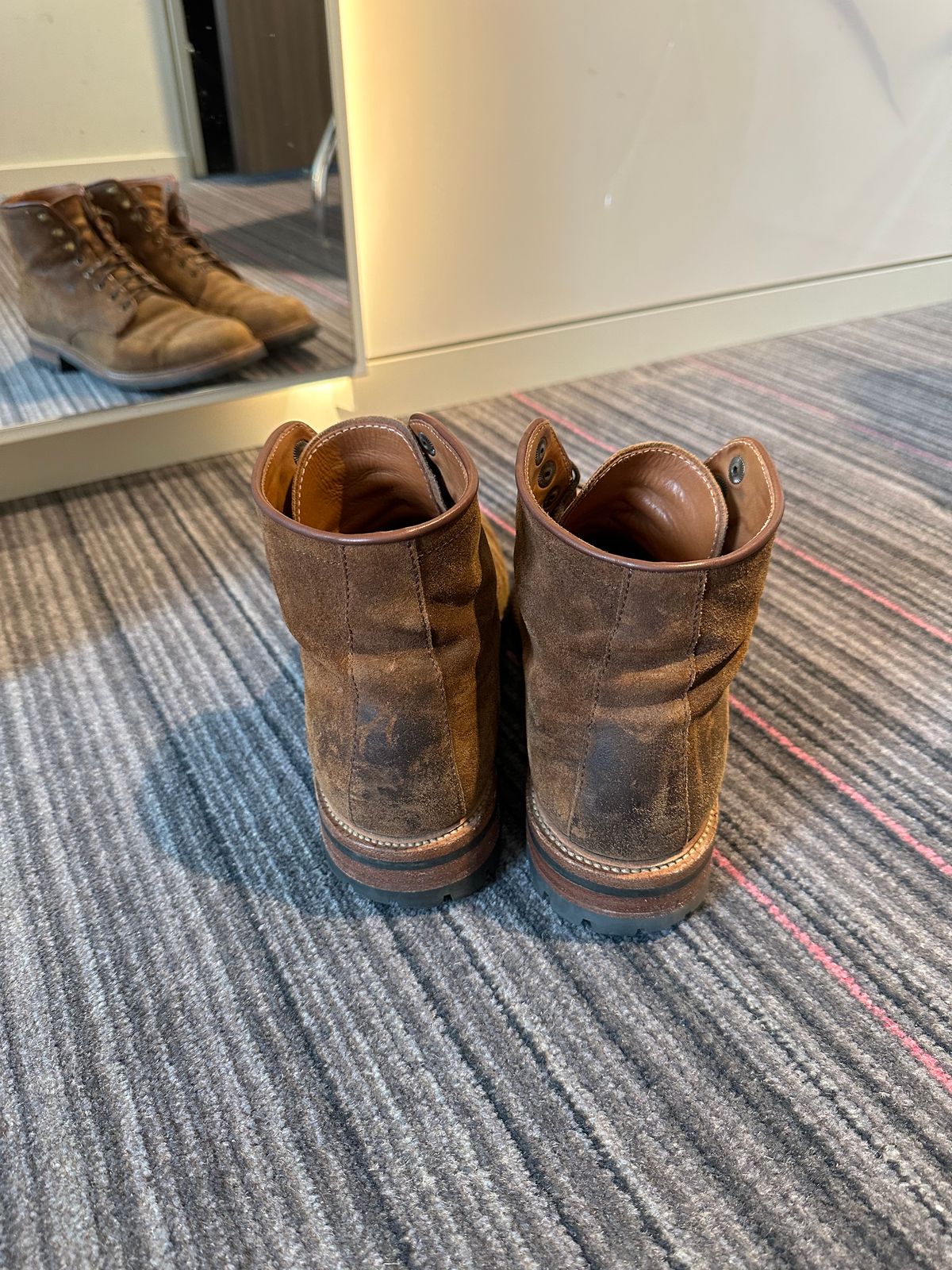Photo by Aggie_eng on February 4, 2023 of the Parkhurst The Niagara in C.F. Stead Wheatbuck Waxy Commander Suede.