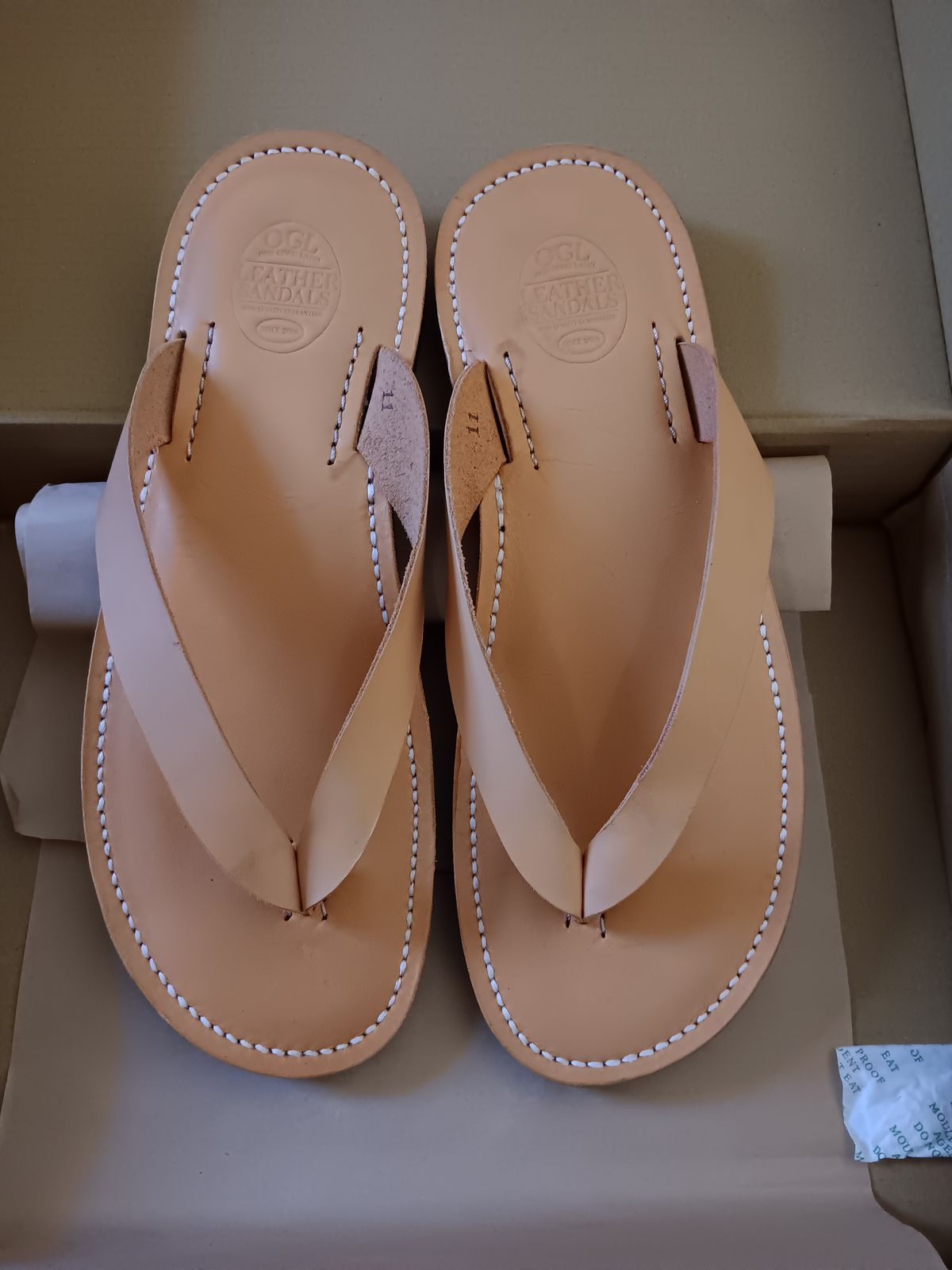 Photo by BobberD on October 19, 2023 of the Obbi Good Label OBLxDr.Sole Leather Thong Sandal in Veg Tan Natural.