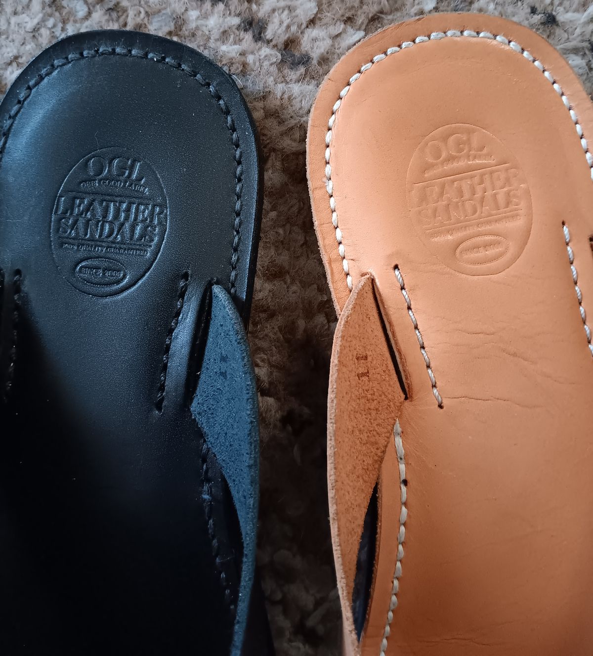 Photo by BobberD on December 1, 2023 of the Obbi Good Label OBLxDr.Sole Leather Thong Sandal in Veg Tan Natural.