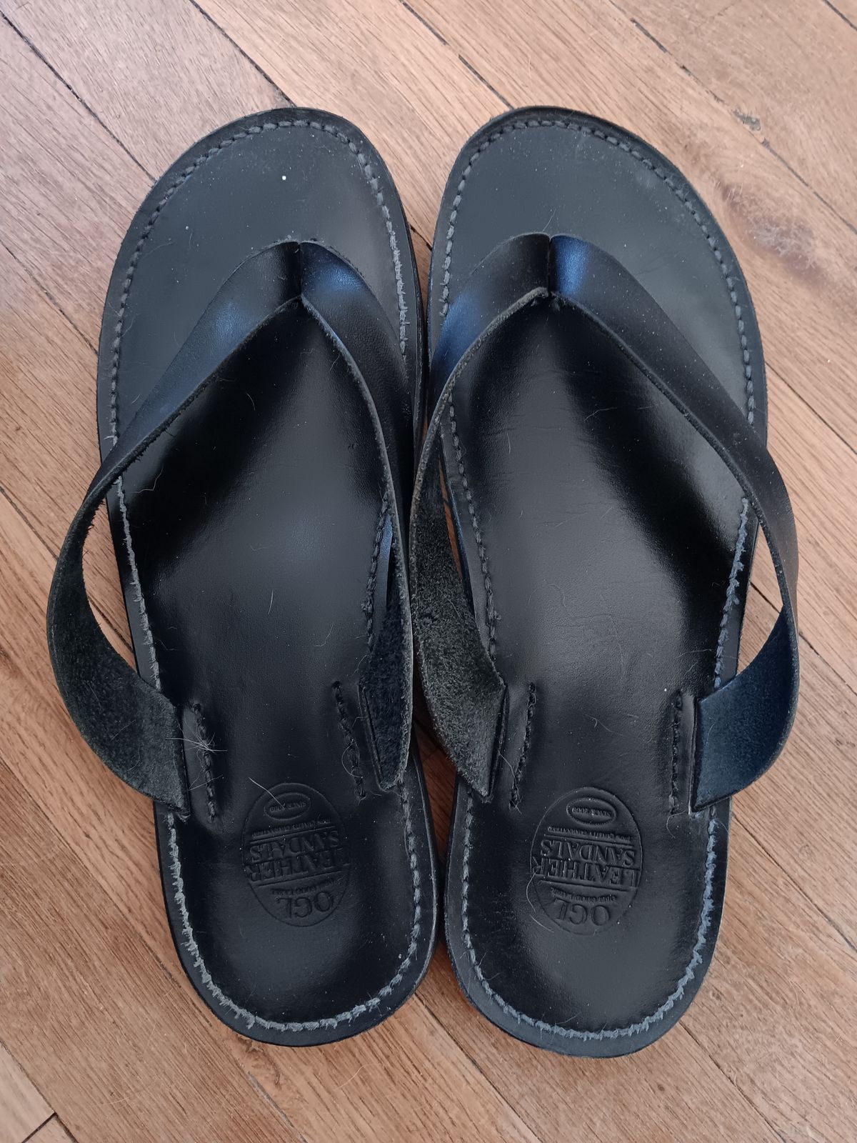 Photo by BobberD on April 6, 2024 of the Obbi Good Label OBLxDr.Sole Leather Thong Sandal in Veg Tan Natural.