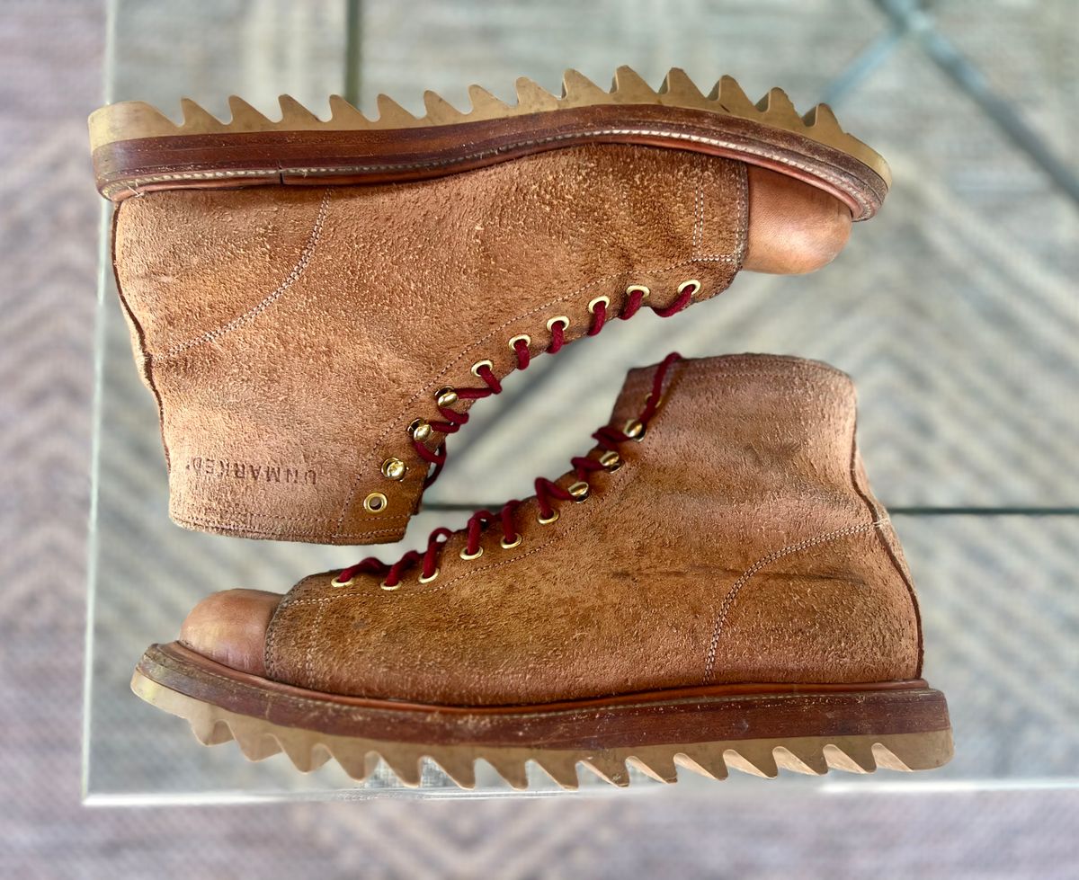 Photo by dosx on May 1, 2025 of the Unmarked Archie Boots in Unknown Natural Veg Tan.