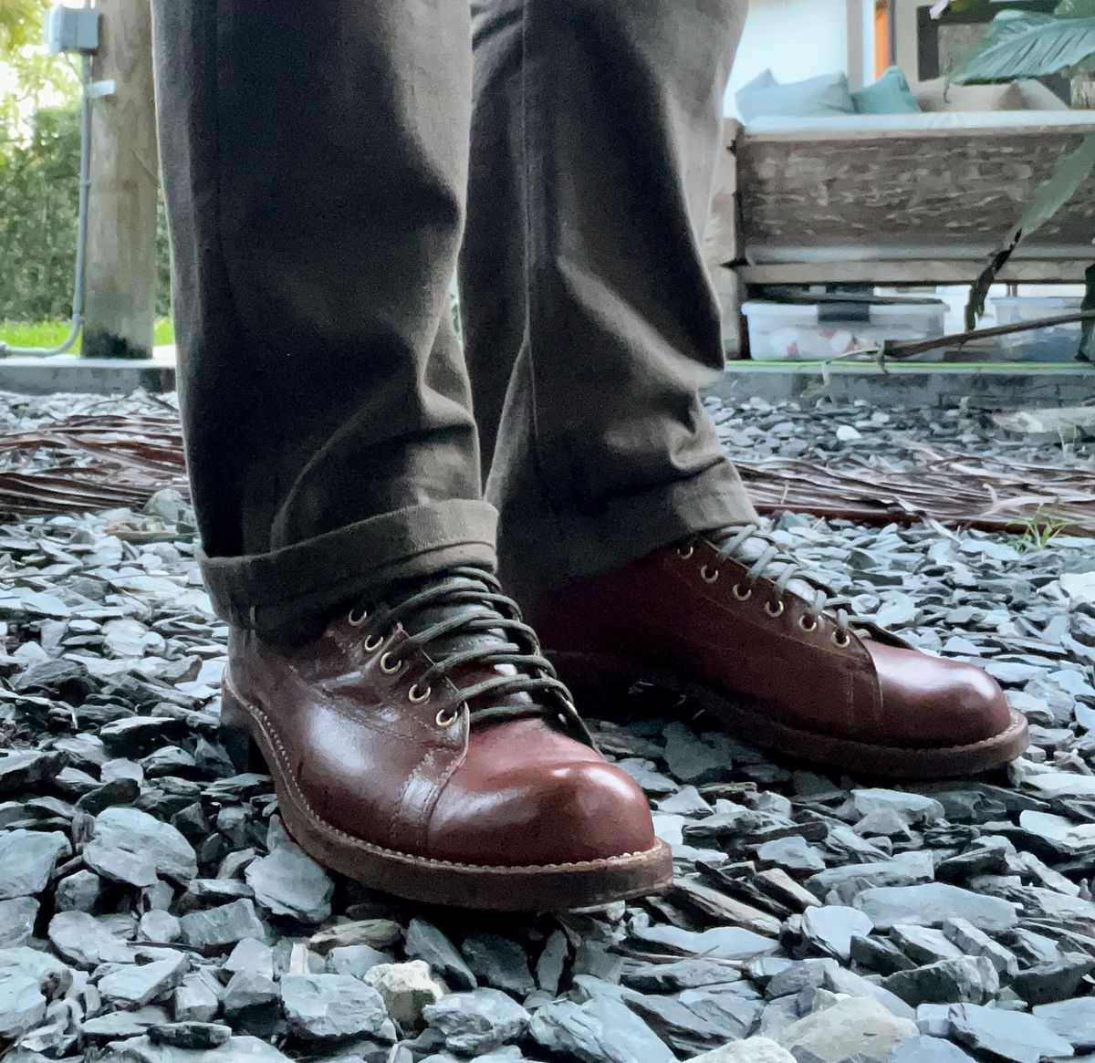 Photo by dosx on February 25, 2025 of the Julian Boots Monkey in Kangaroo Cognac.