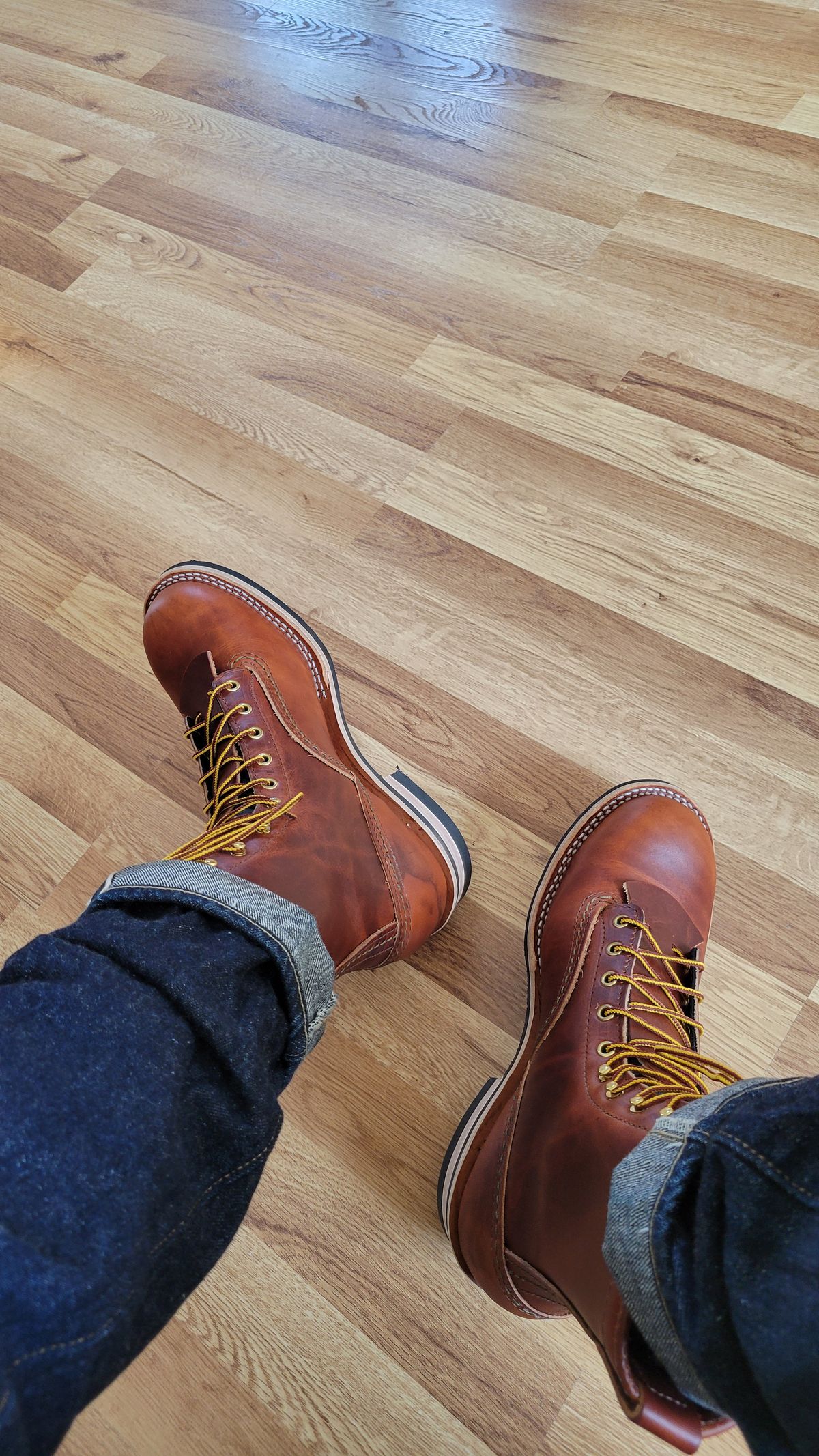 Photo by chicagosouthloop on March 28, 2026 of the Wesco Jobmaster in Wickett & Craig Tan Oiled Latigo.