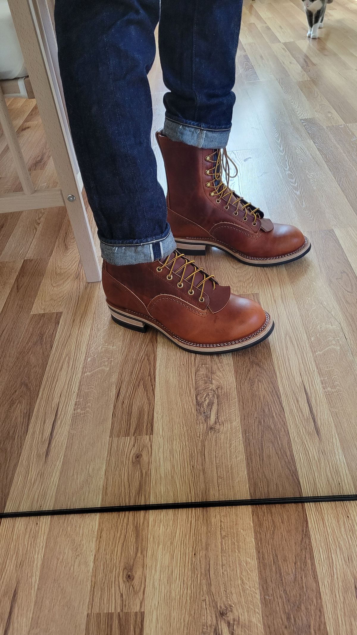 Photo by chicagosouthloop on March 28, 2026 of the Wesco Jobmaster in Wickett & Craig Tan Oiled Latigo.