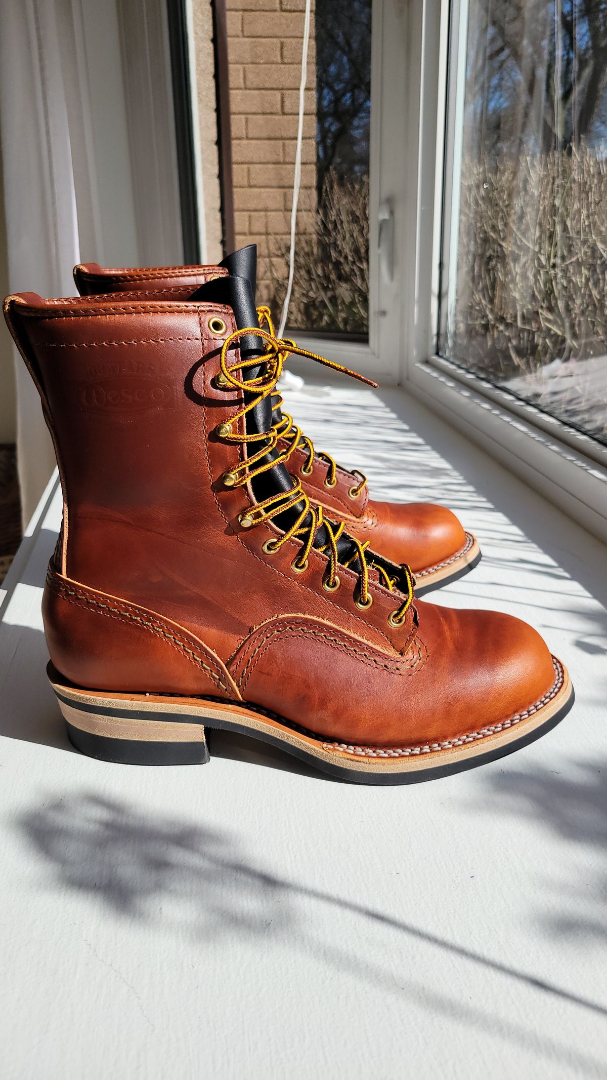 Photo by chicagosouthloop on March 28, 2026 of the Wesco Jobmaster in Wickett & Craig Tan Oiled Latigo.
