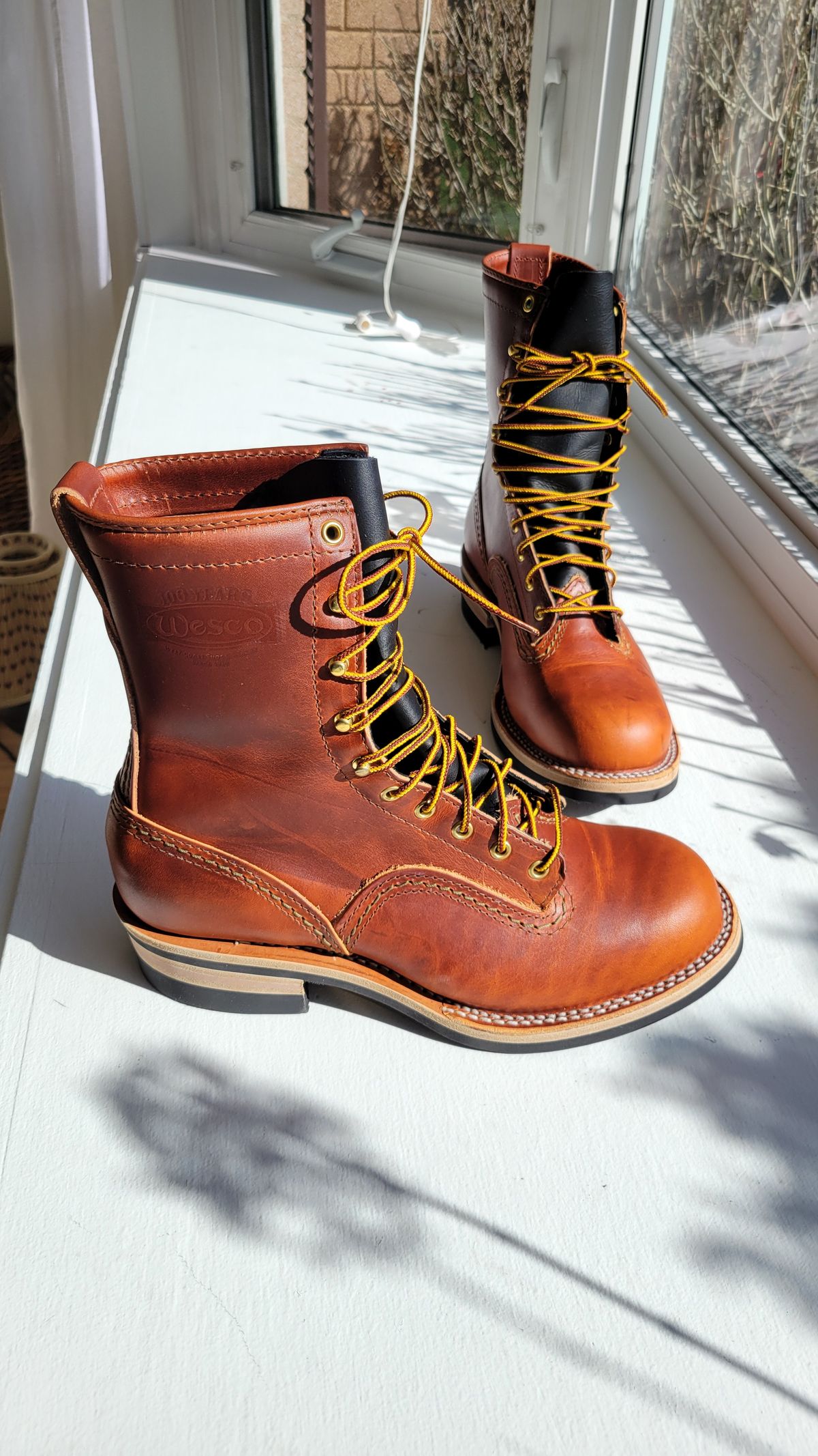 Photo by chicagosouthloop on March 28, 2026 of the Wesco Jobmaster in Wickett & Craig Tan Oiled Latigo.