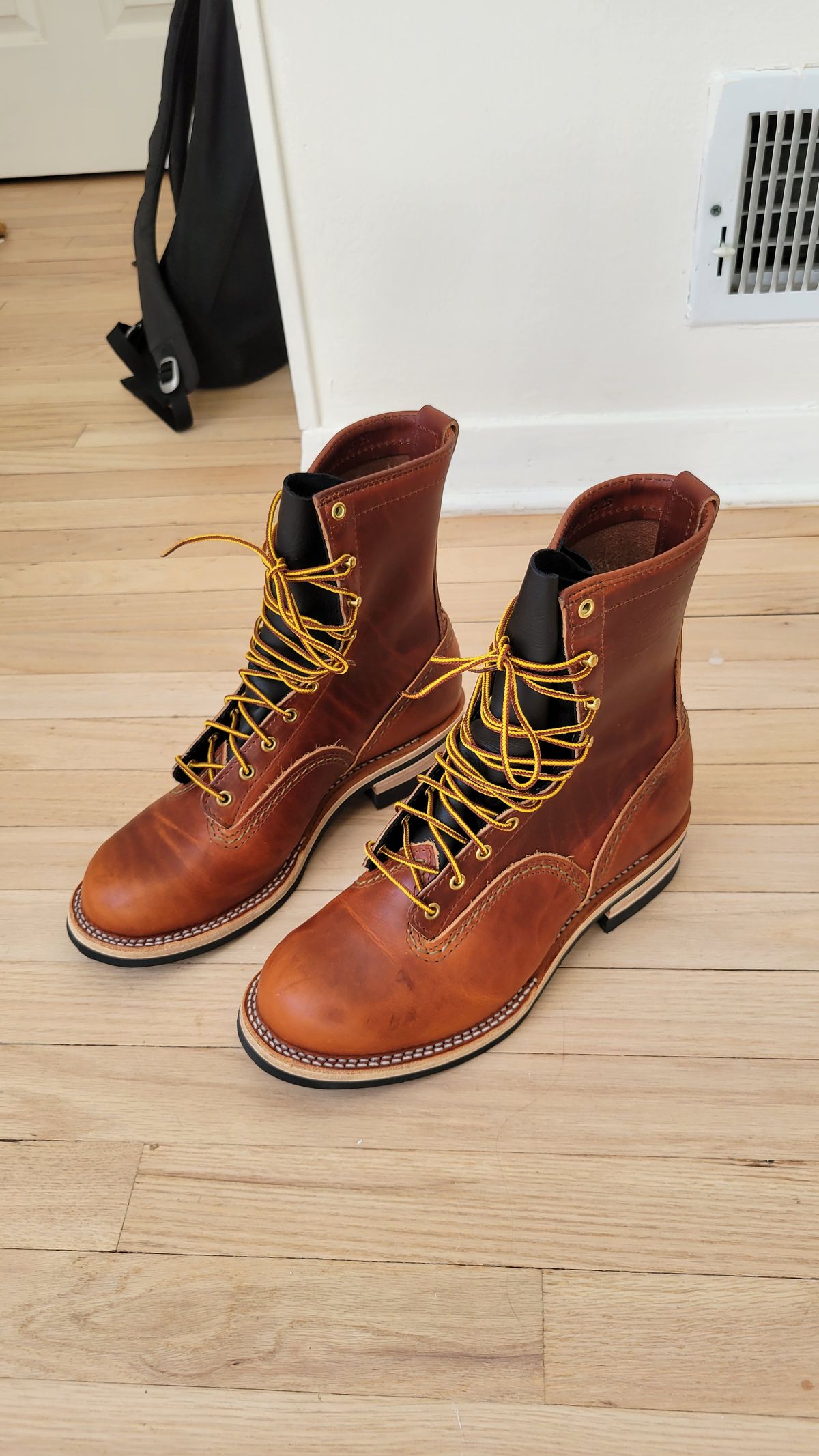 Photo by chicagosouthloop on March 28, 2026 of the Wesco Jobmaster in Wickett & Craig Tan Oiled Latigo.