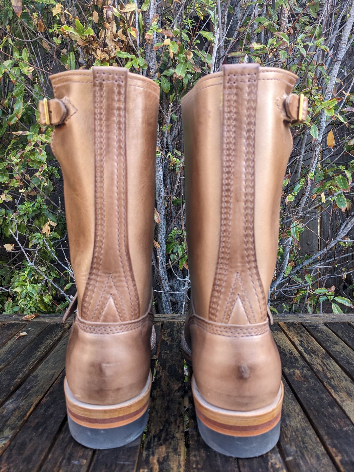 Photo by hung on November 2, 2024 of the Wesco Mister Lou in Horween Natural Chromexcel.