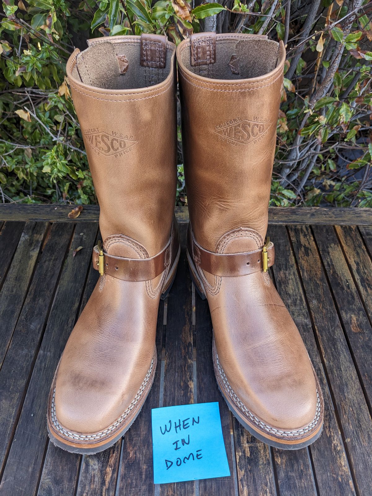 Photo by hung on November 2, 2024 of the Wesco Mister Lou in Horween Natural Chromexcel.