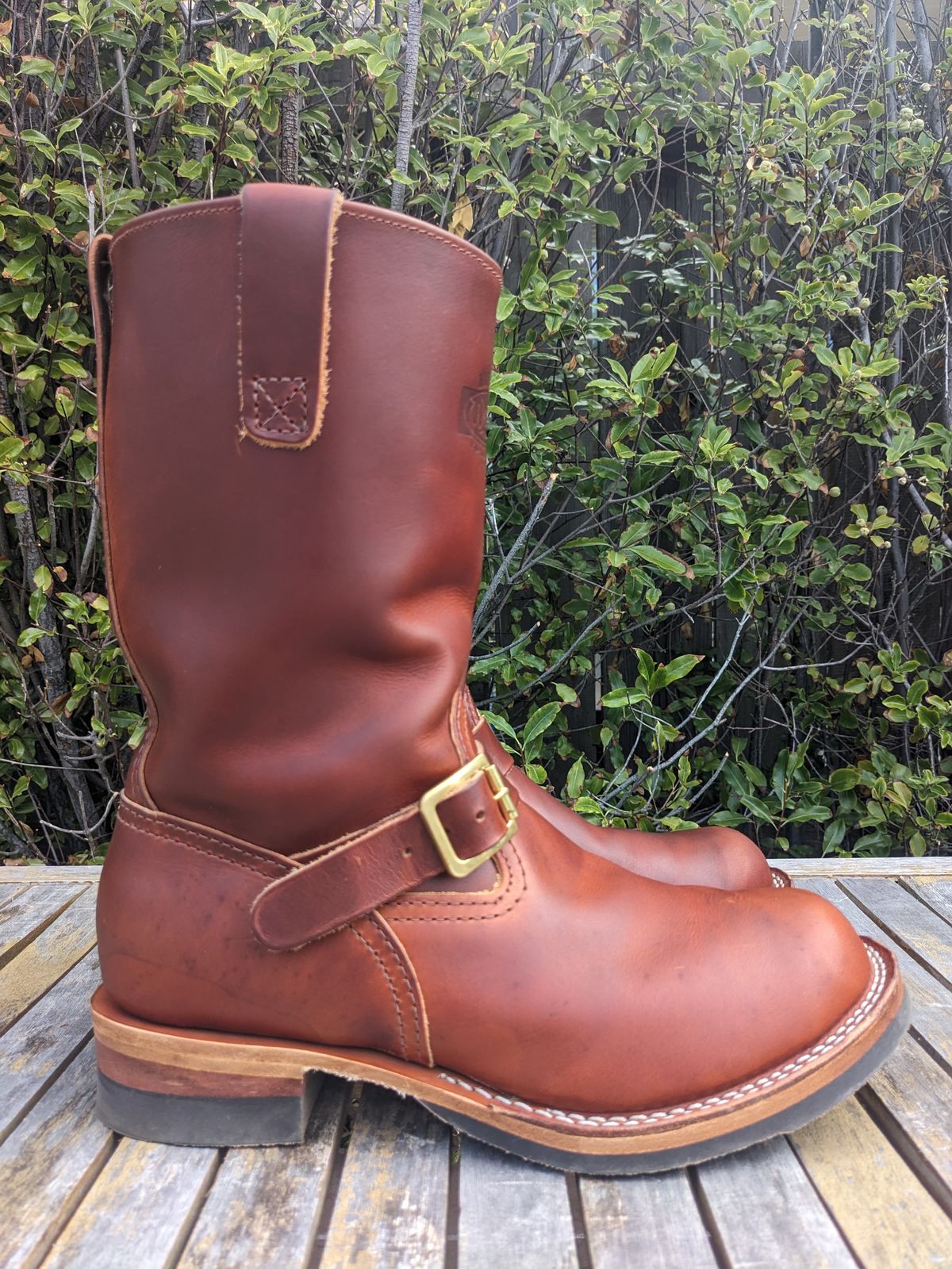 Photo by hung on August 29, 2024 of the Wesco Boss Engineer Boot in Wickett & Craig Tan Oiled Latigo.