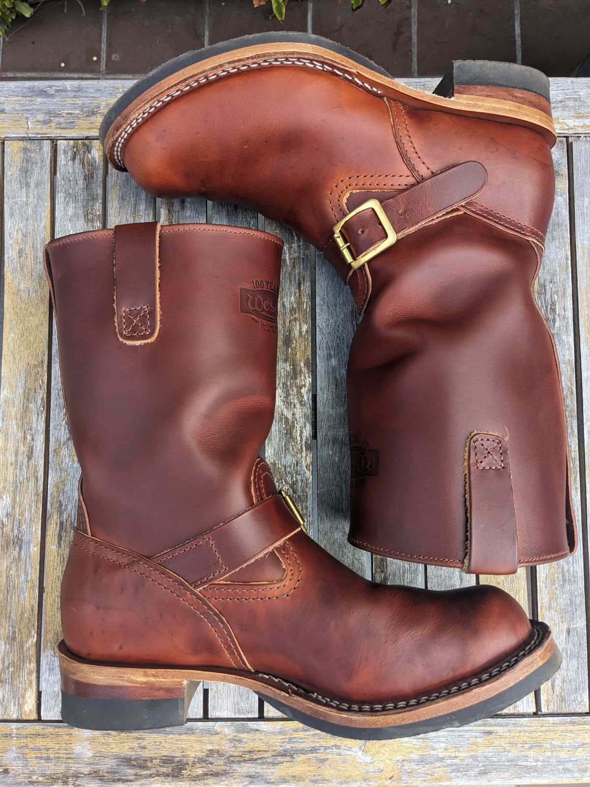 Photo by hung on August 29, 2024 of the Wesco Boss Engineer Boot in Wickett & Craig Tan Oiled Latigo.