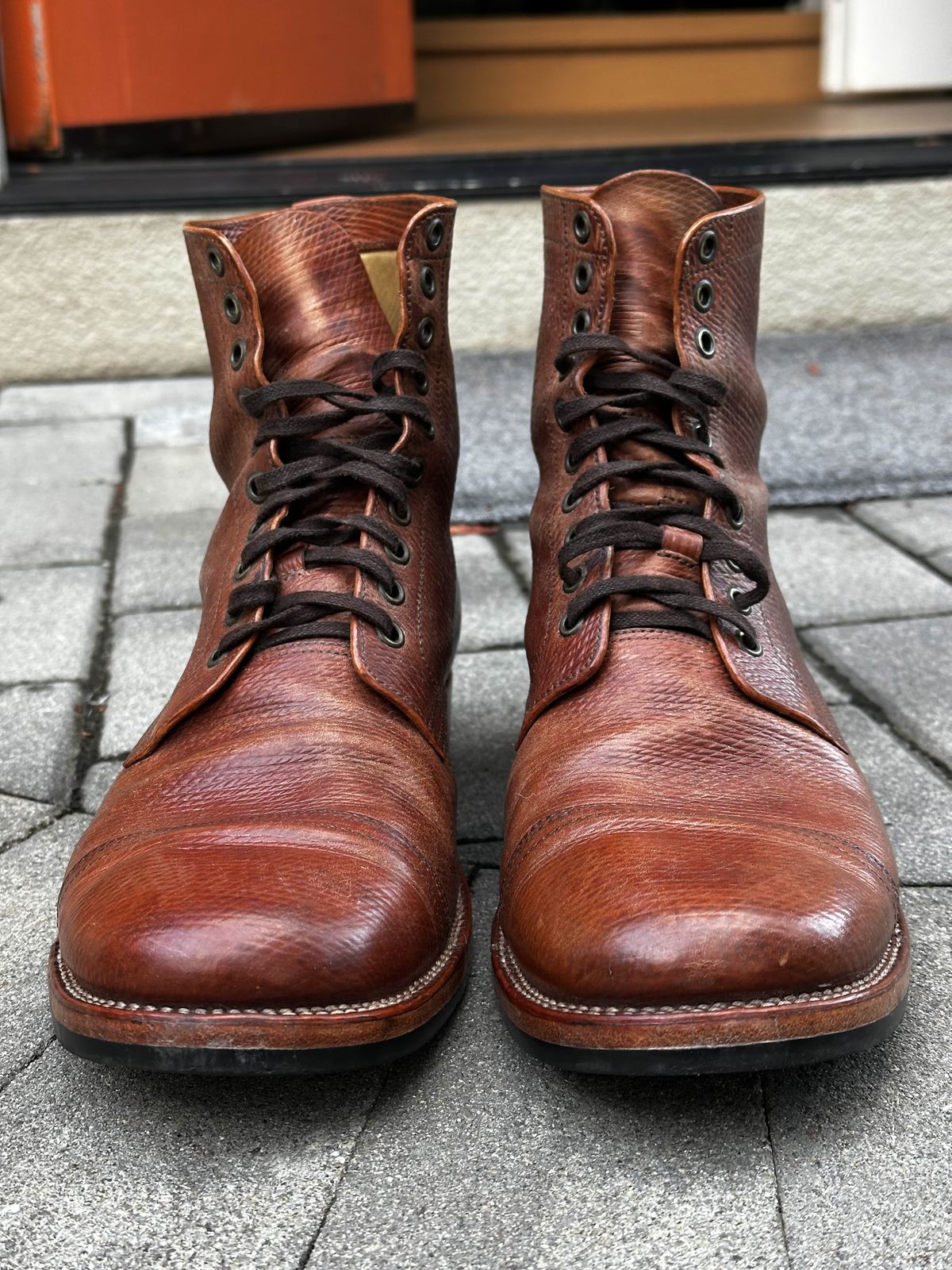 Photo by ahuebner on January 5, 2026 of the Skuce Shoes Villeray Boot in Shellcordovan Metta Catharina Natural Horsebutt.