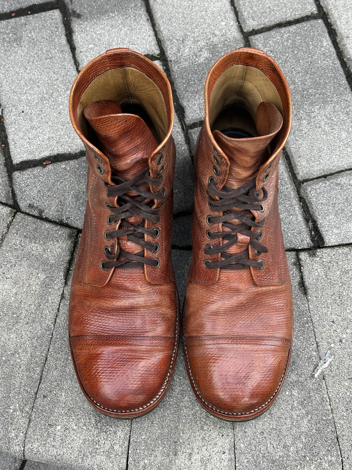 Photo by ahuebner on January 5, 2026 of the Skuce Shoes Villeray Boot in Shellcordovan Metta Catharina Natural Horsebutt.