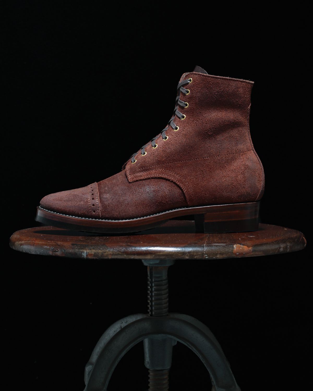 Photo by ahuebner on October 5, 2024 of the WM1978 Garrison Boot in C.F. Stead Amber Brown Waxed Rappelo Calf Roughout.