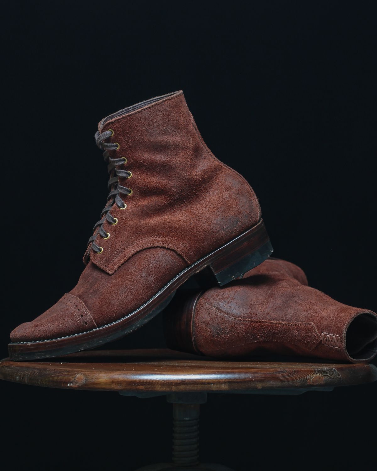 Photo by ahuebner on November 5, 2024 of the WM1978 Garrison Boot in C.F. Stead Amber Brown Waxed Rappelo Calf Roughout.