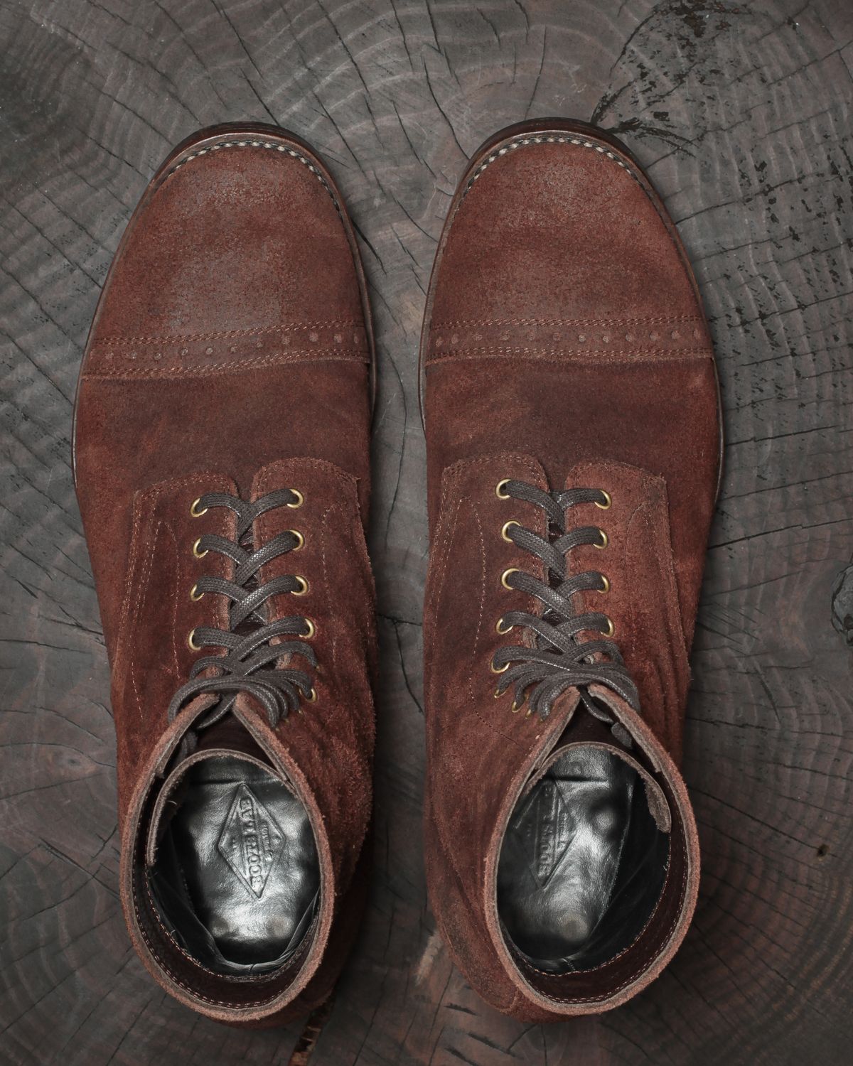 Photo by ahuebner on November 5, 2024 of the WM1978 Garrison Boot in C.F. Stead Amber Brown Waxed Rappelo Calf Roughout.