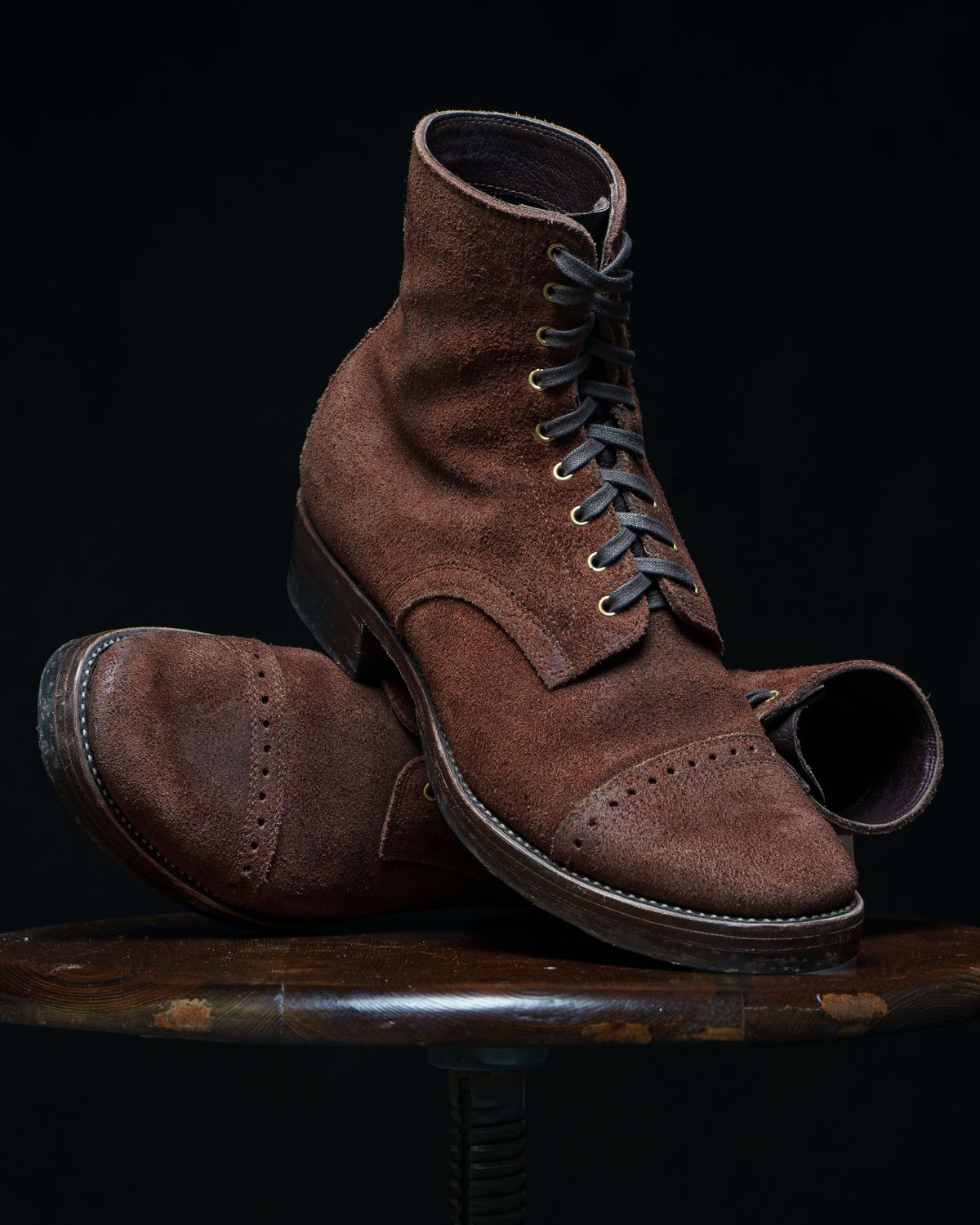 Photo by ahuebner on December 4, 2024 of the WM1978 Garrison Boot in C.F. Stead Amber Brown Waxed Rappelo Calf Roughout.