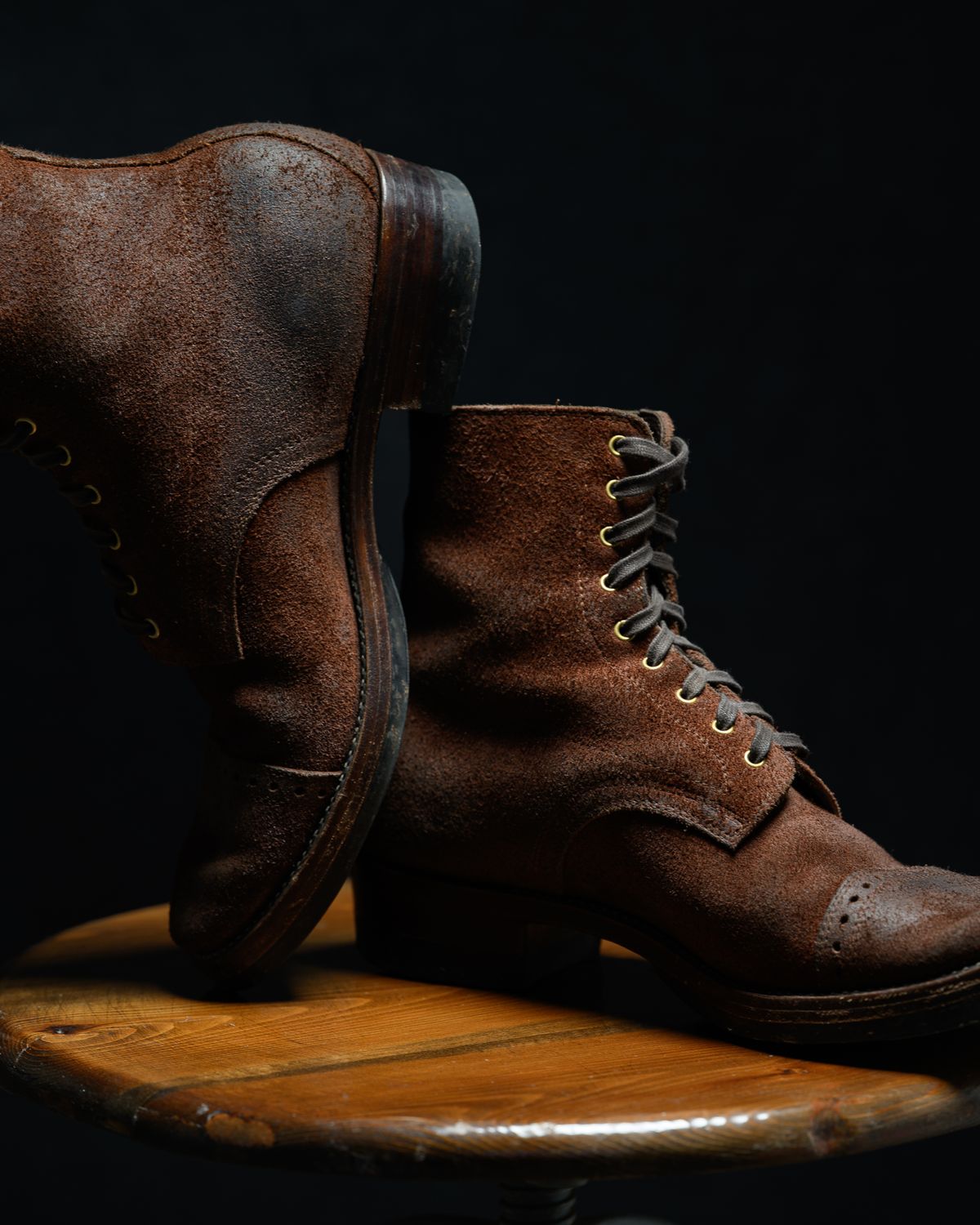 Photo by ahuebner on April 1, 2025 of the WM1978 Garrison Boot in C.F. Stead Amber Brown Waxed Rappelo Calf Roughout.