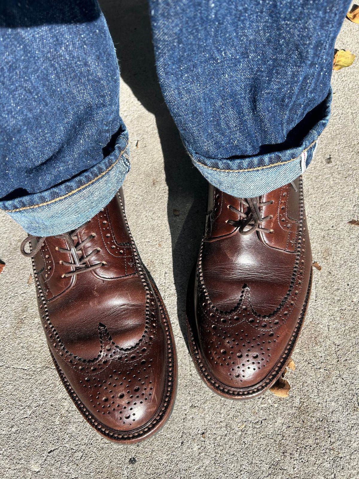 Photo by ComonomoC on October 8, 2025 of the Grant Stone Longwing in Horween Crimson Chromexcel.