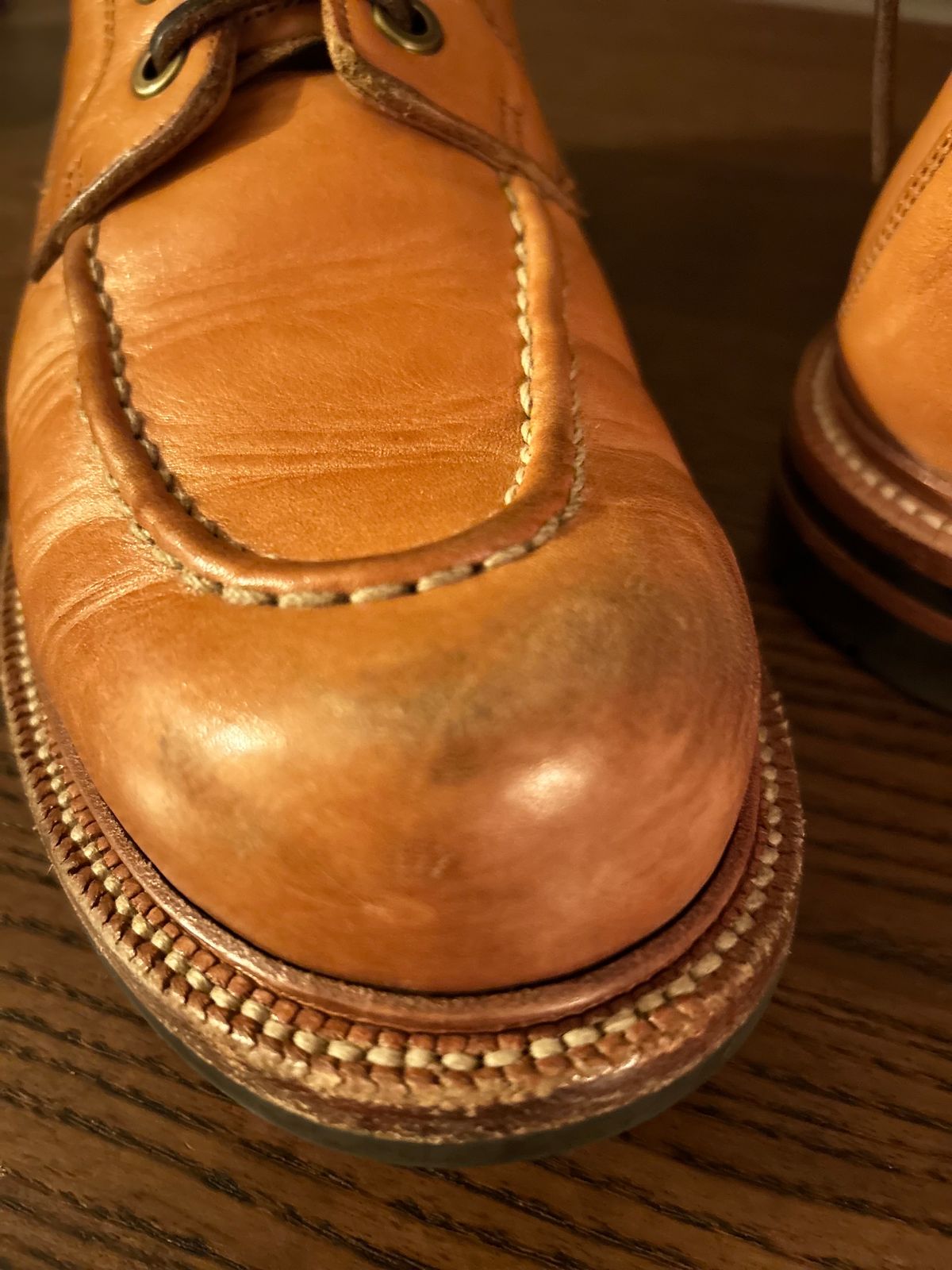 Photo by ComonomoC on October 3, 2023 of the Grant Stone Brass Boot in Unknown Natural Veg Tan.