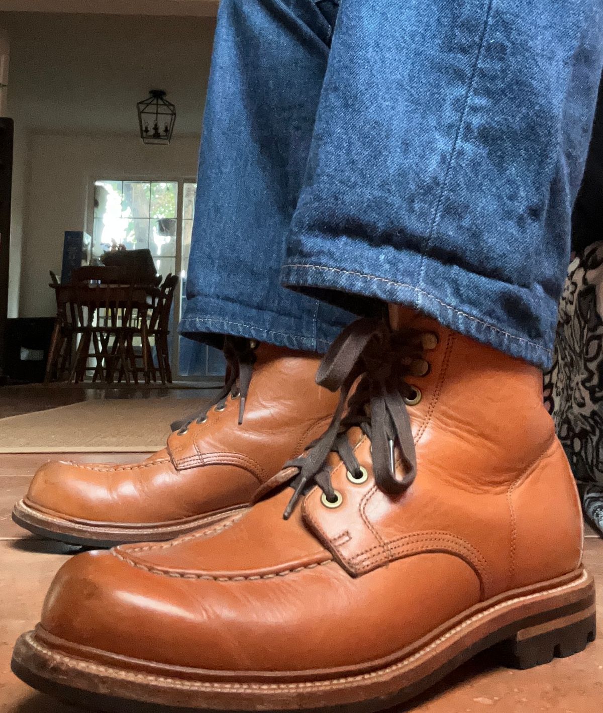 Photo by ComonomoC on January 24, 2024 of the Grant Stone Brass Boot in Unknown Natural Veg Tan.