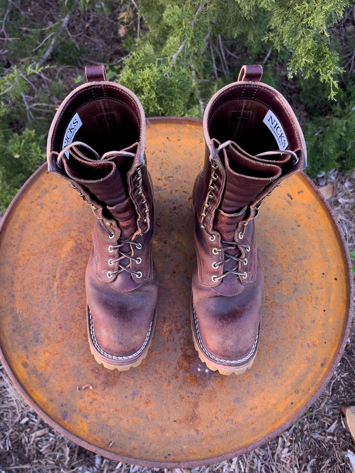 Photo by Bigcountrybonsai on April 5, 2024 of the Nicks MTO in Horween Tan Waxed Flesh.