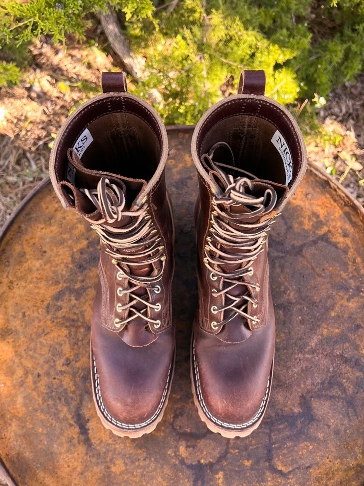 Photo by Bigcountrybonsai on November 5, 2023 of the Nicks MTO in Horween Tan Waxed Flesh.
