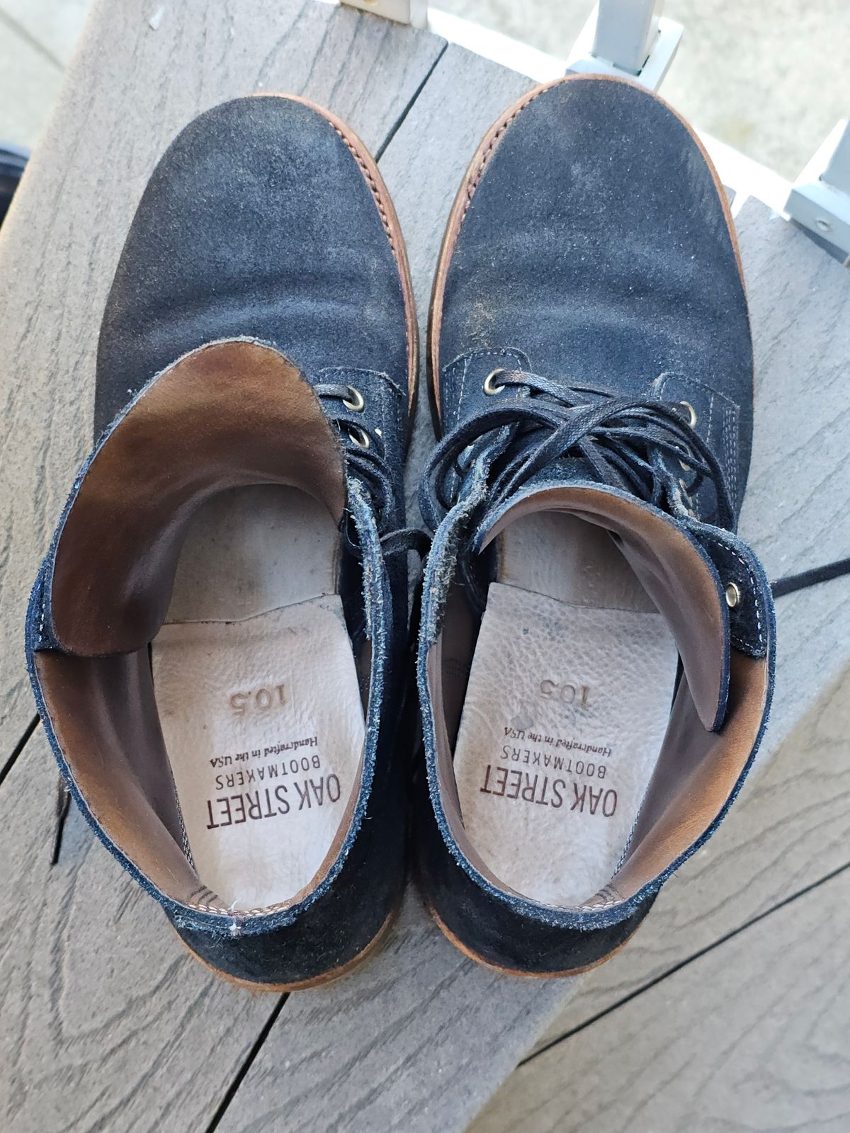 Photo by basboy on November 5, 2023 of the Oak Street Bootmakers Field Boot in Horween Natural Indigo Chromexcel Roughout.