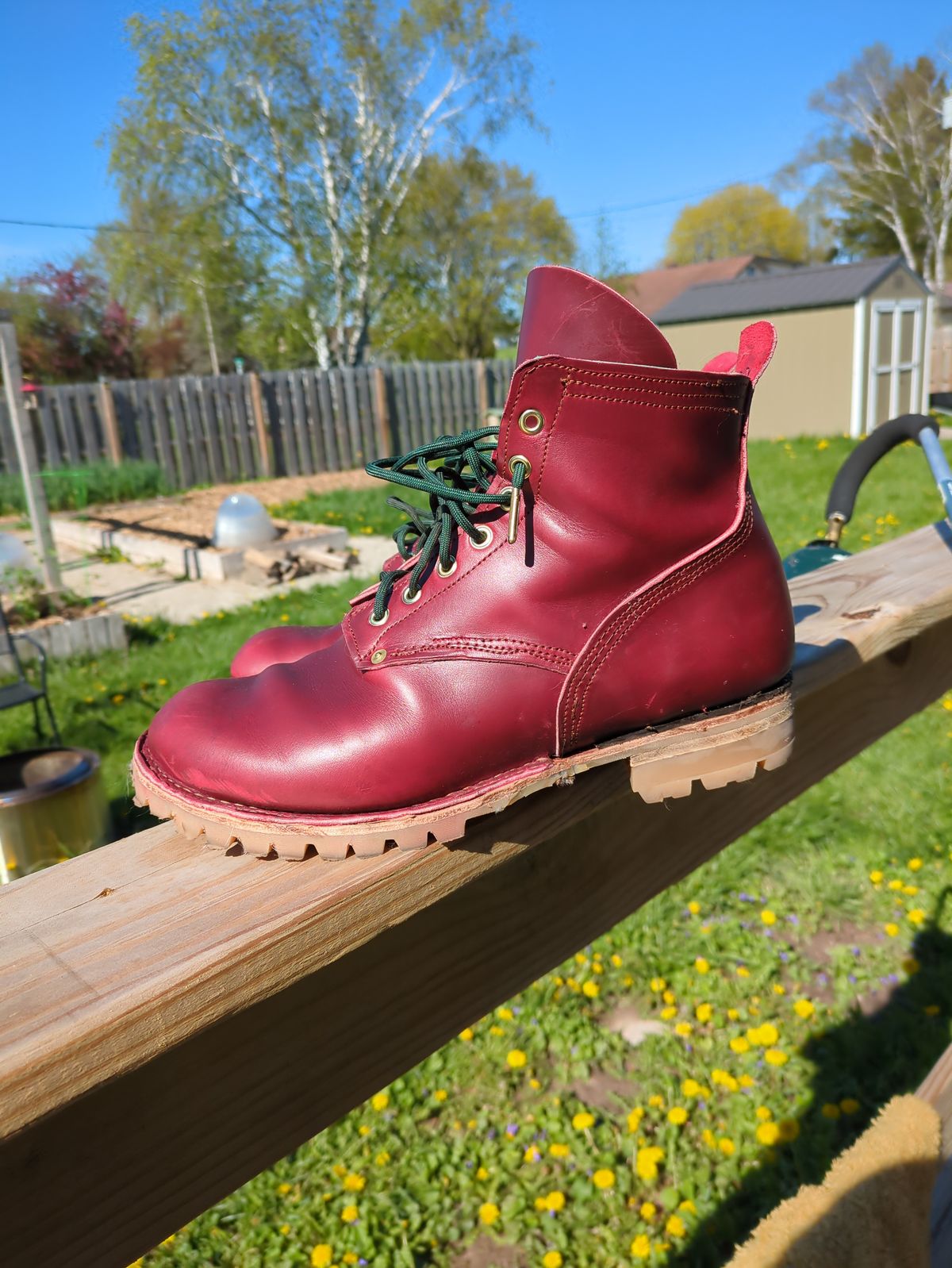 Photo by hooknpunch on May 10, 2024 of the Hook & Punch Hiker in Horween London Bus Red Cavalier.