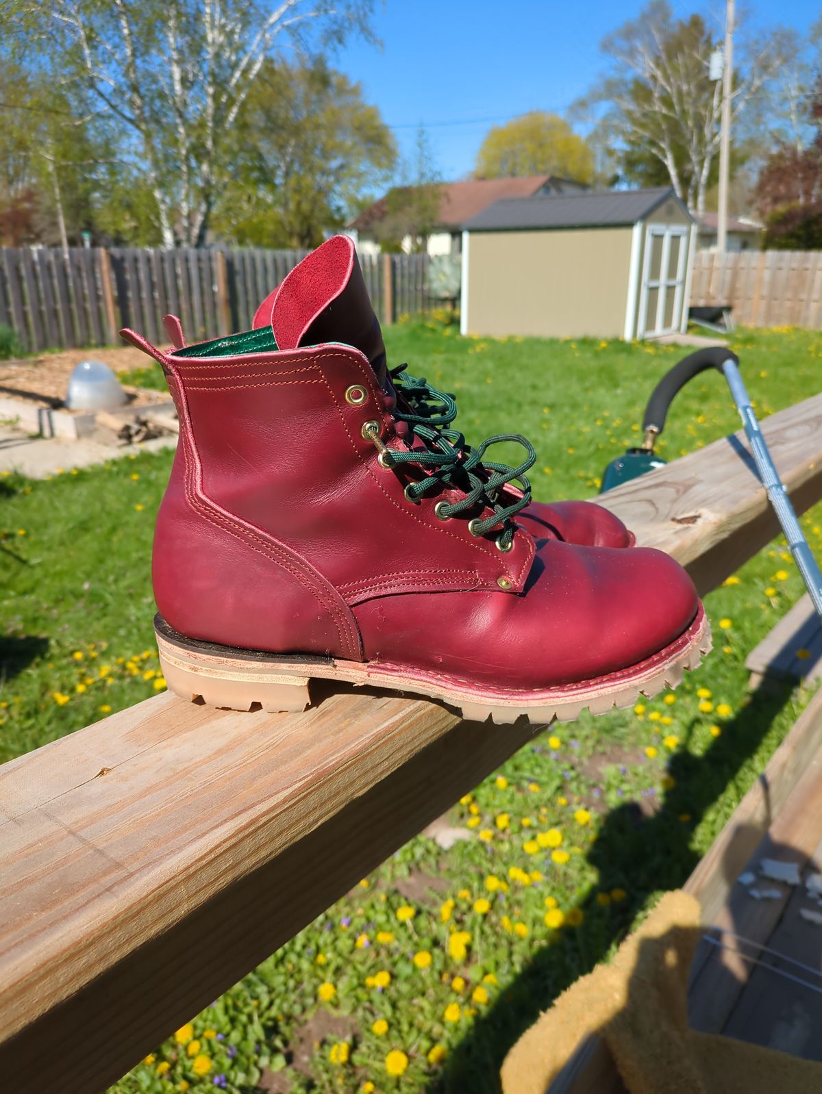 Photo by hooknpunch on May 10, 2024 of the Hook & Punch Hiker in Horween London Bus Red Cavalier.