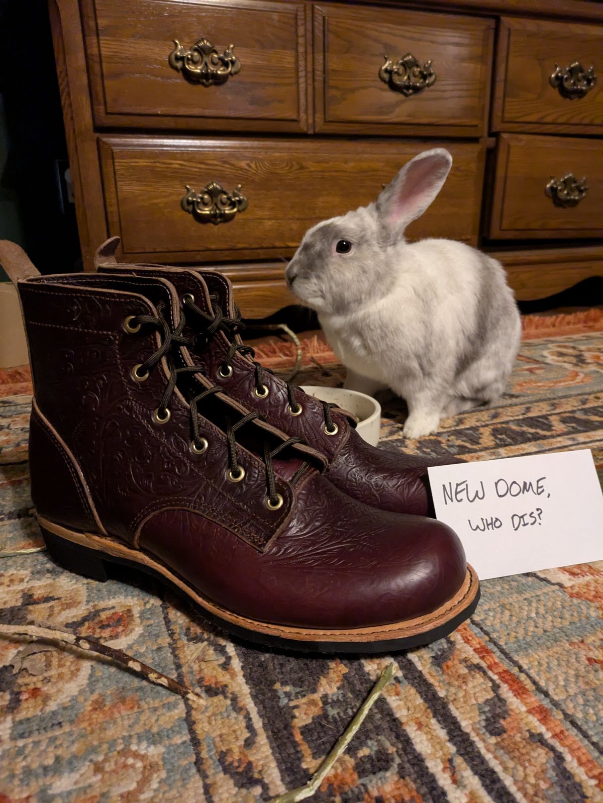 Photo by hooknpunch on October 1, 2025 of the Hook & Punch Derby Boot in Horween Color 8 Chromexcel Strips (Western Floral Stamped).