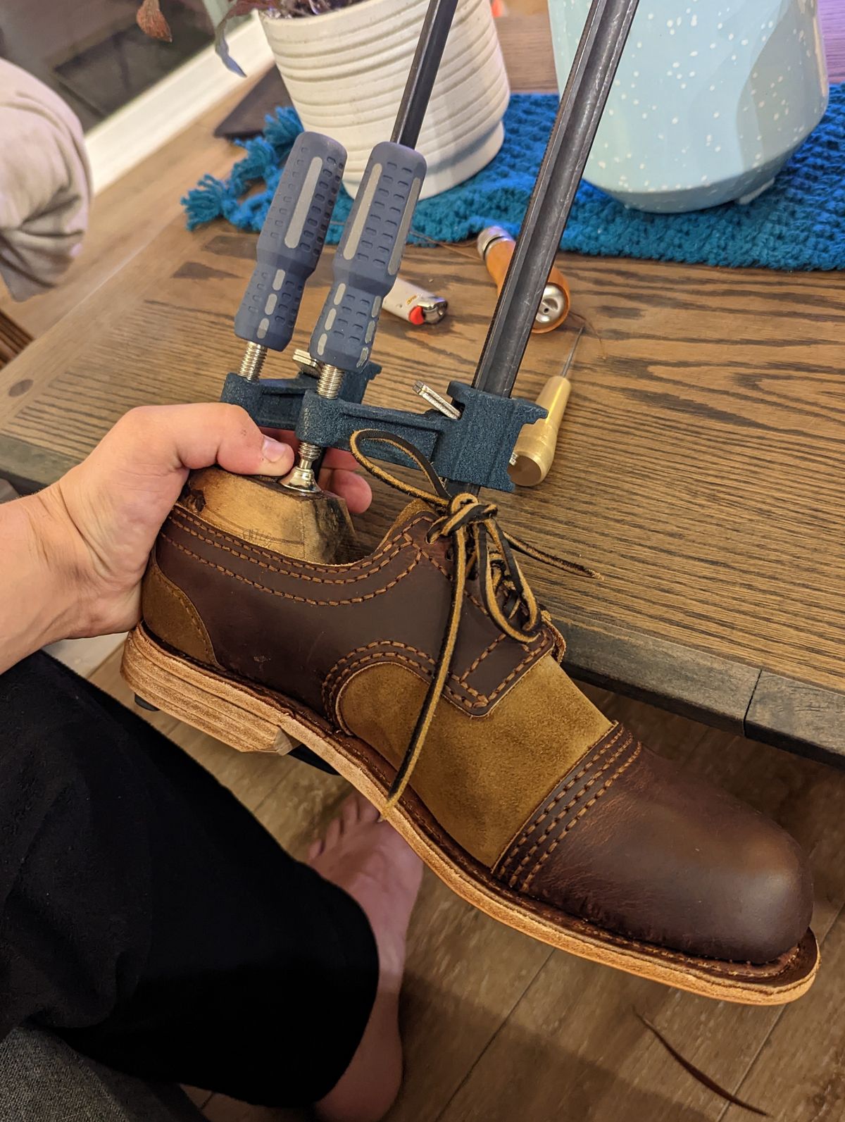 Photo by hooknpunch on September 26, 2022 of the Self-Made Derby Boot in Unlisted Leather.