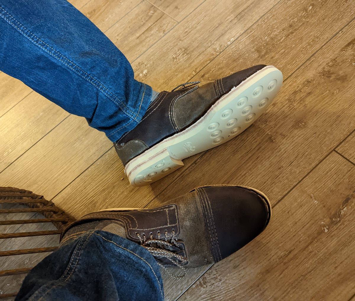 Photo by hooknpunch on November 5, 2022 of the Self-Made Derby Boot in Unlisted Leather.