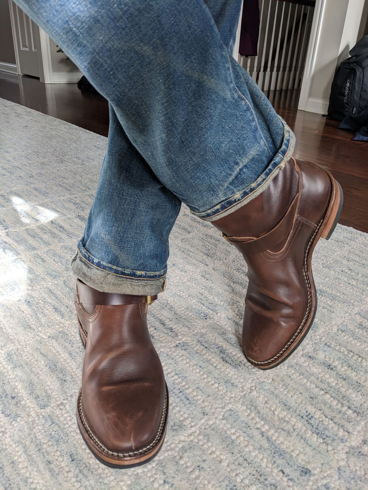 Photo by Trim_Man on February 5, 2023 of the Viberg Engineer in Horween Brown Chromexcel Horsebutt.