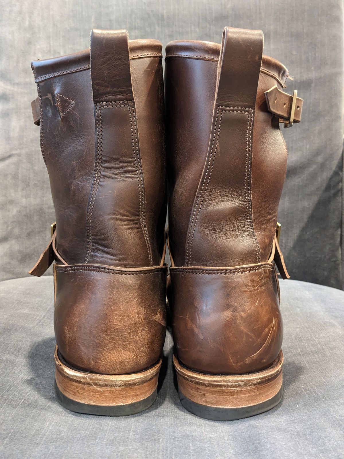 Photo by Trim_Man on February 5, 2023 of the Viberg Engineer in Horween Brown Chromexcel Horsebutt.