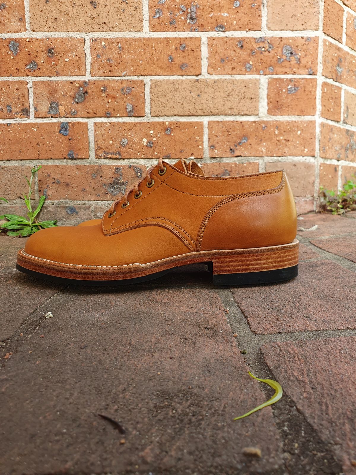 Photo by jasonissm on October 1, 2023 of the Onderhoud LVL01 Derby Boot in Tochigi Oil Vachetta #1 Light Brown.