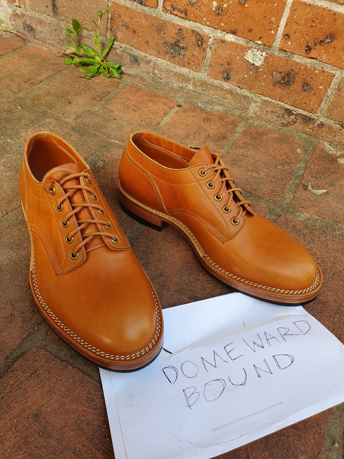 Photo by jasonissm on October 1, 2023 of the Onderhoud LVL01 Derby Boot in Tochigi Oil Vachetta #1 Light Brown.