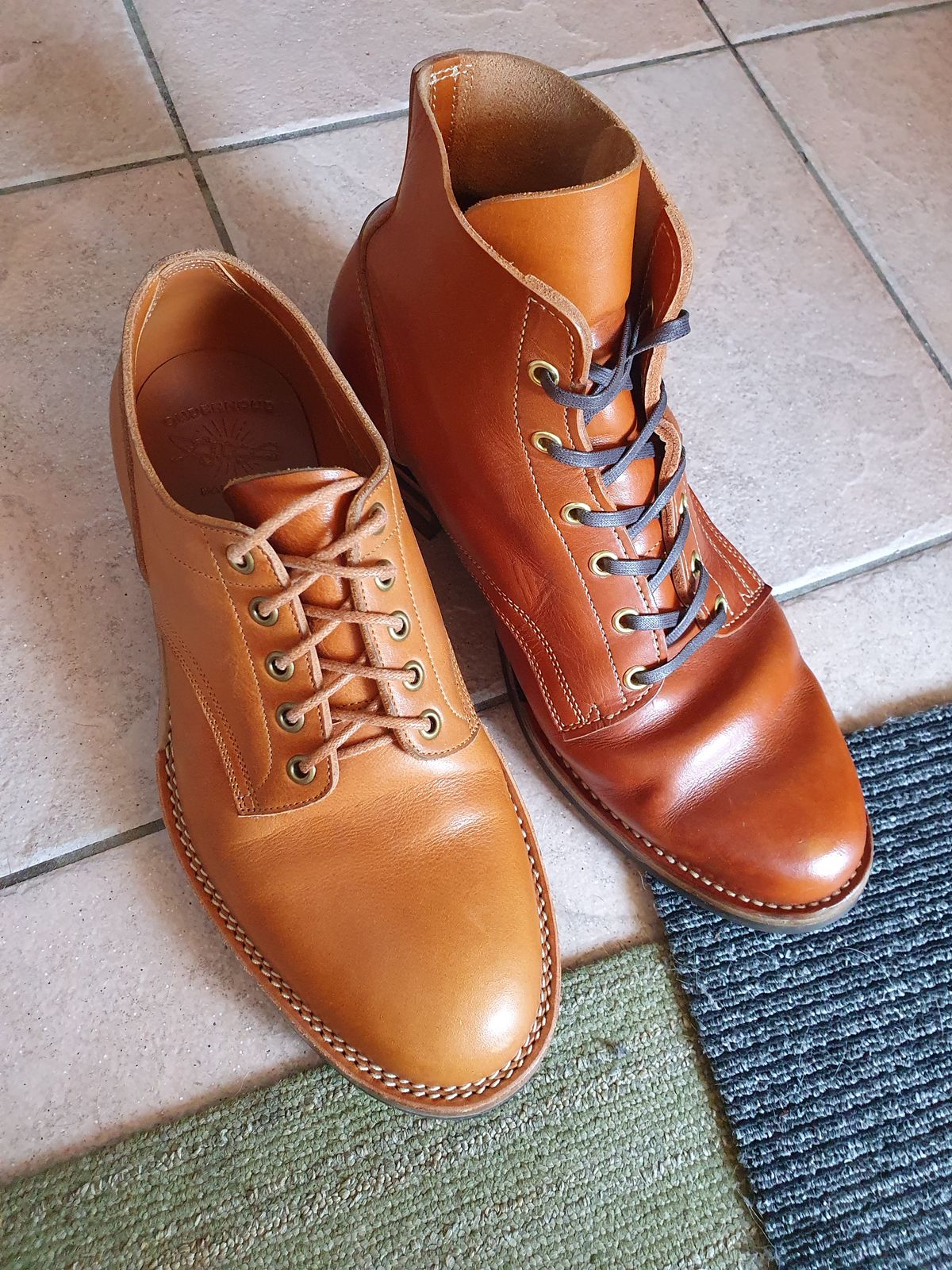 Photo by jasonissm on November 2, 2023 of the Onderhoud LVL01 Derby Boot in Tochigi Oil Vachetta #1 Light Brown.
