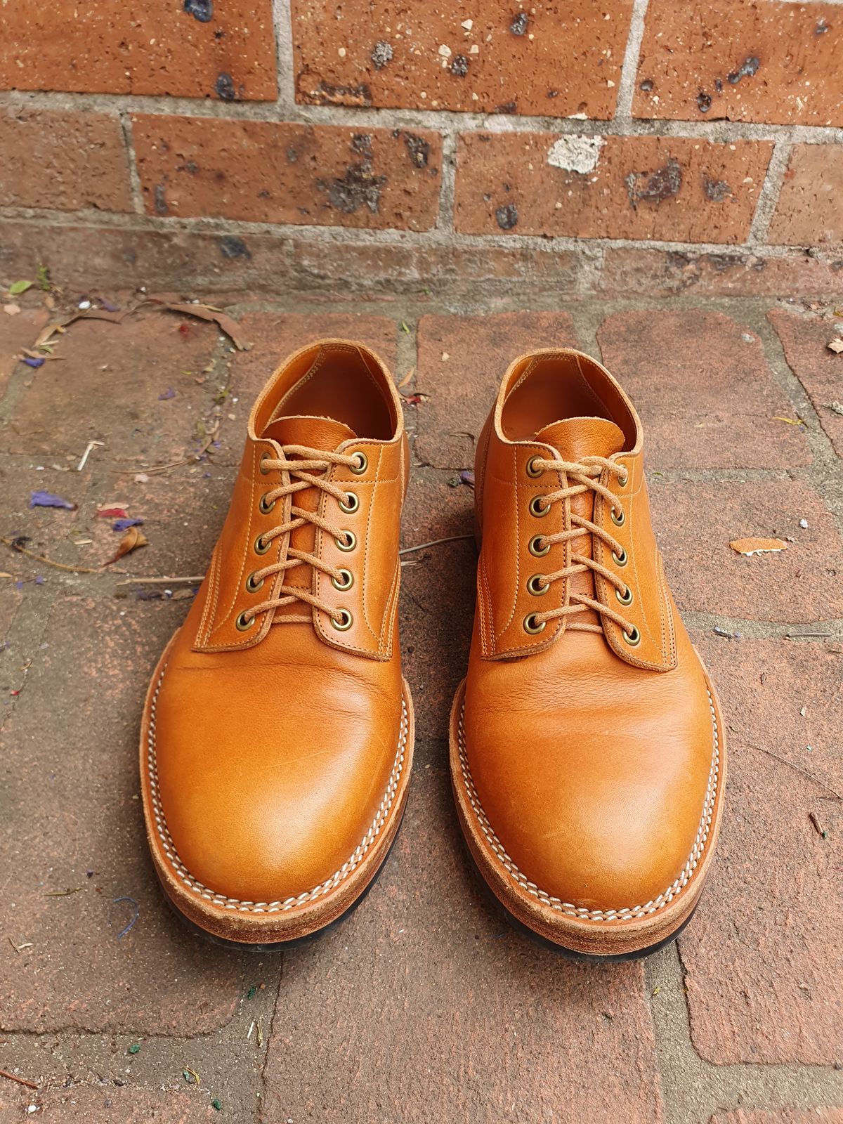 Photo by jasonissm on November 2, 2023 of the Onderhoud LVL01 Derby Boot in Tochigi Oil Vachetta #1 Light Brown.