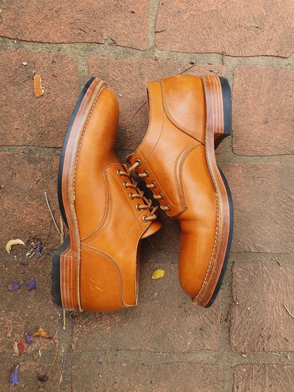Photo by jasonissm on November 2, 2023 of the Onderhoud LVL01 Derby Boot in Tochigi Oil Vachetta #1 Light Brown.