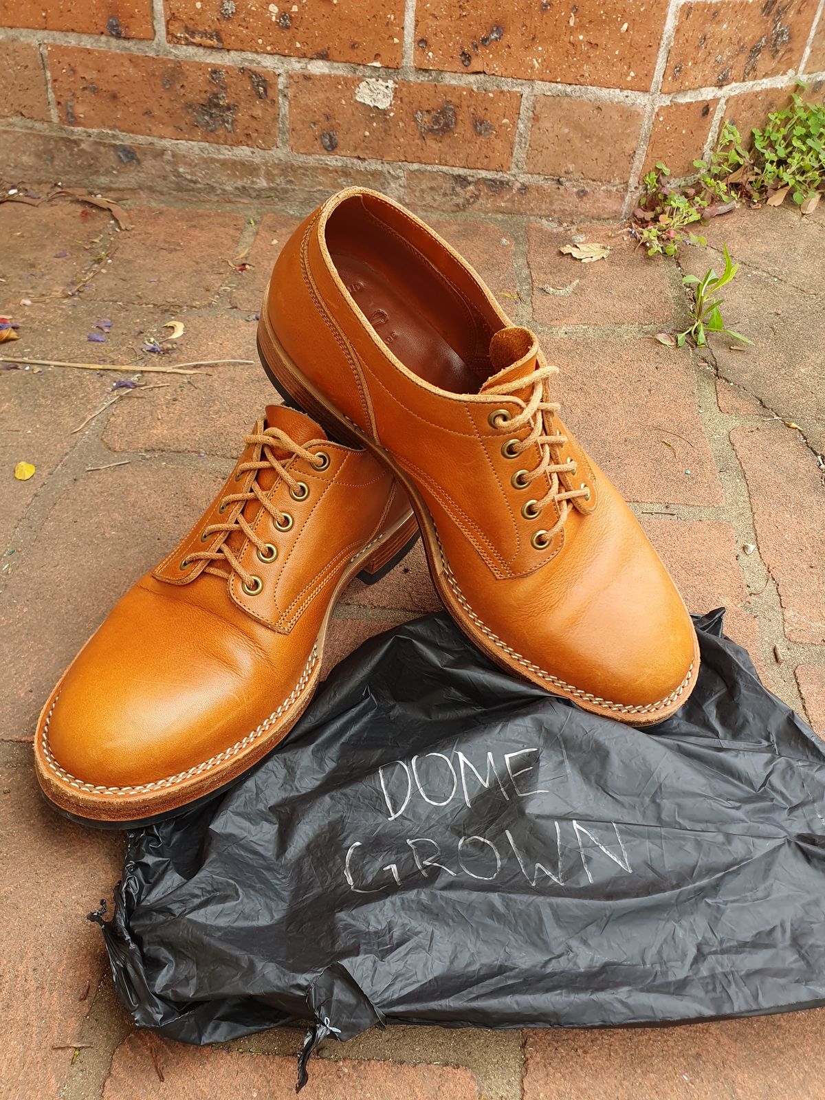 Photo by jasonissm on November 2, 2023 of the Onderhoud LVL01 Derby Boot in Tochigi Oil Vachetta #1 Light Brown.
