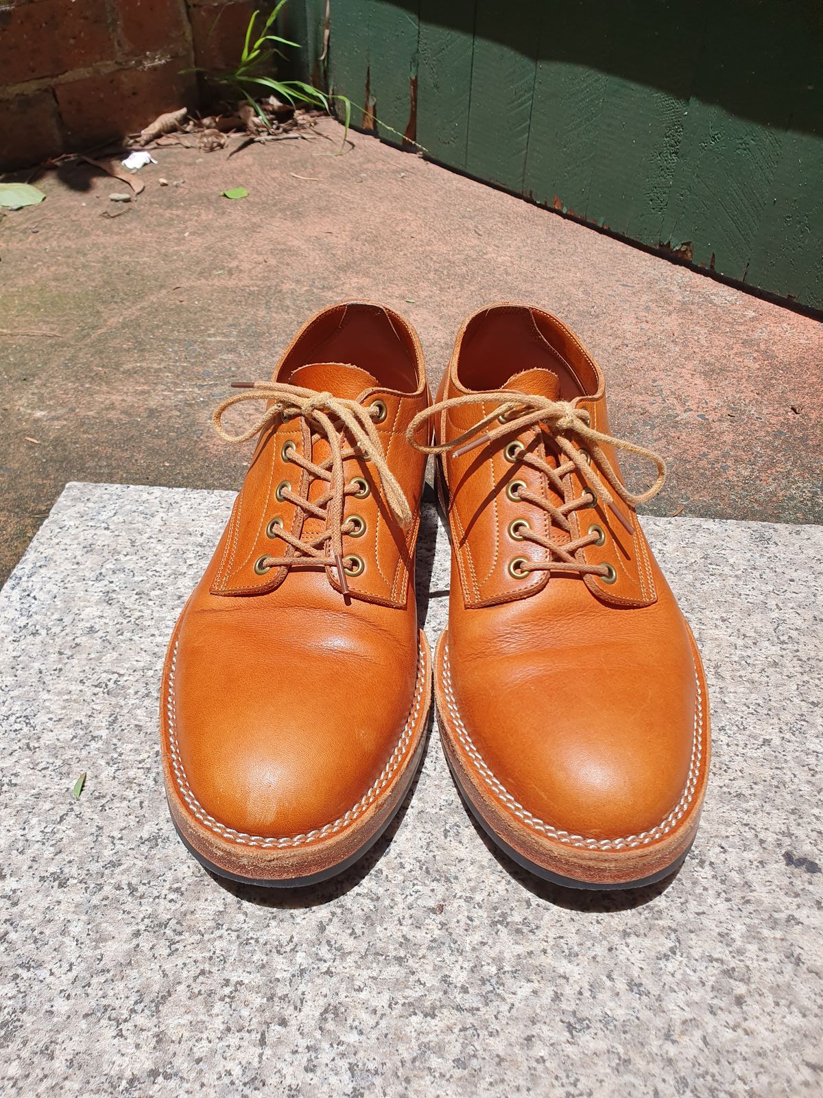 Photo by jasonissm on January 2, 2024 of the Onderhoud LVL01 Derby Boot in Tochigi Oil Vachetta #1 Light Brown.