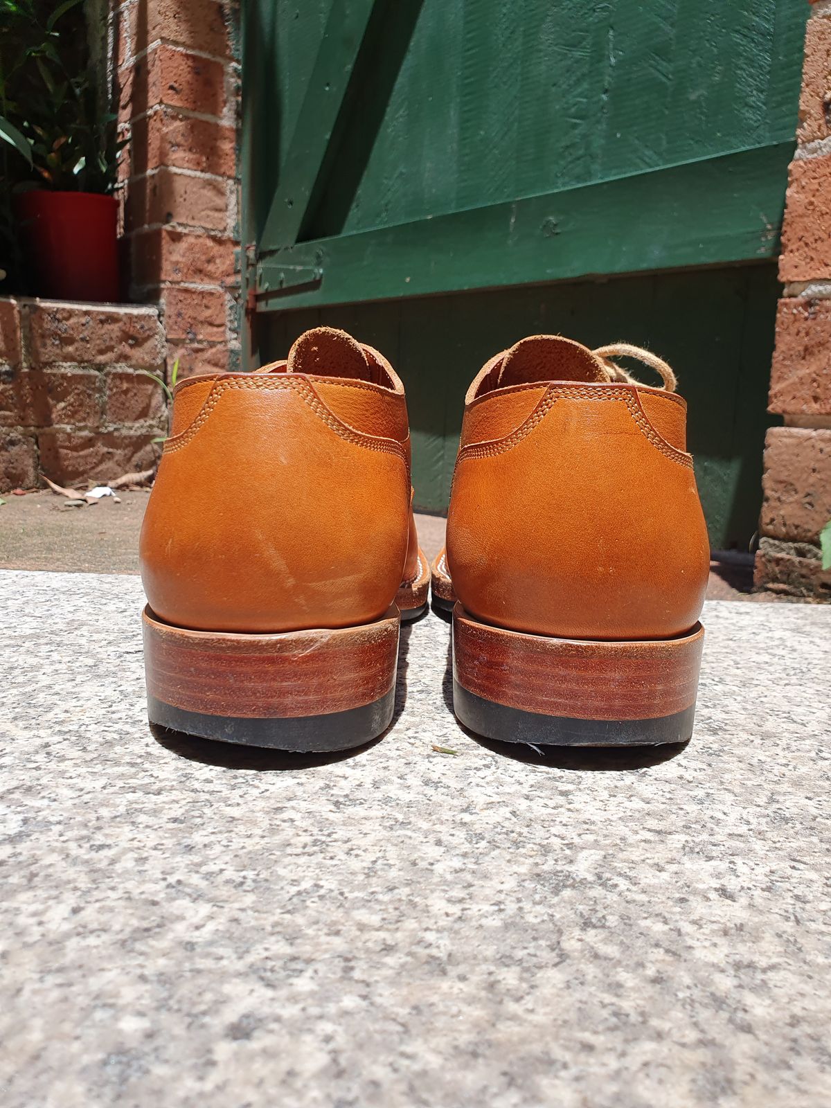 Photo by jasonissm on January 2, 2024 of the Onderhoud LVL01 Derby Boot in Tochigi Oil Vachetta #1 Light Brown.