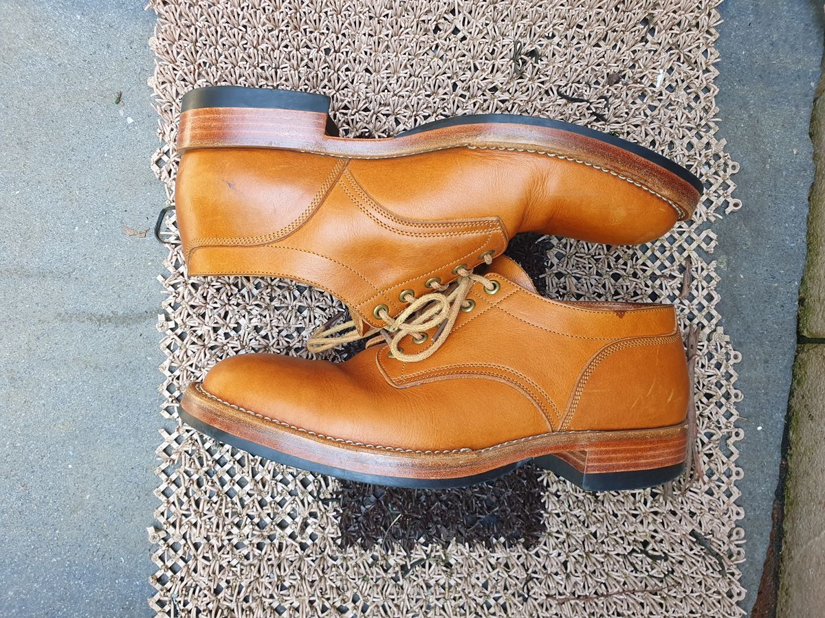 Photo by jasonissm on January 2, 2024 of the Onderhoud LVL01 Derby Boot in Tochigi Oil Vachetta #1 Light Brown.
