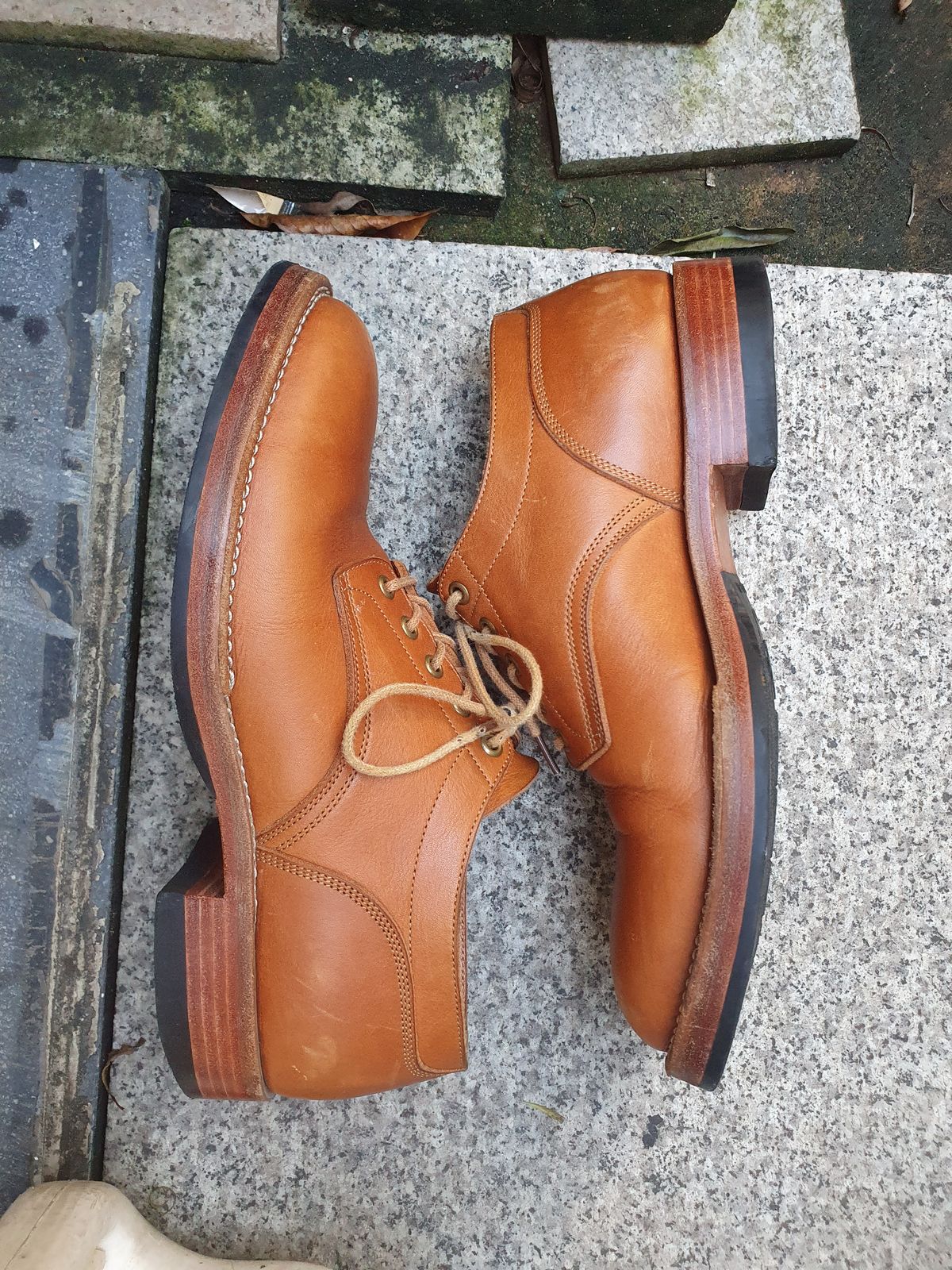 Photo by jasonissm on March 4, 2024 of the Onderhoud LVL01 Derby Boot in Tochigi Oil Vachetta #1 Light Brown.