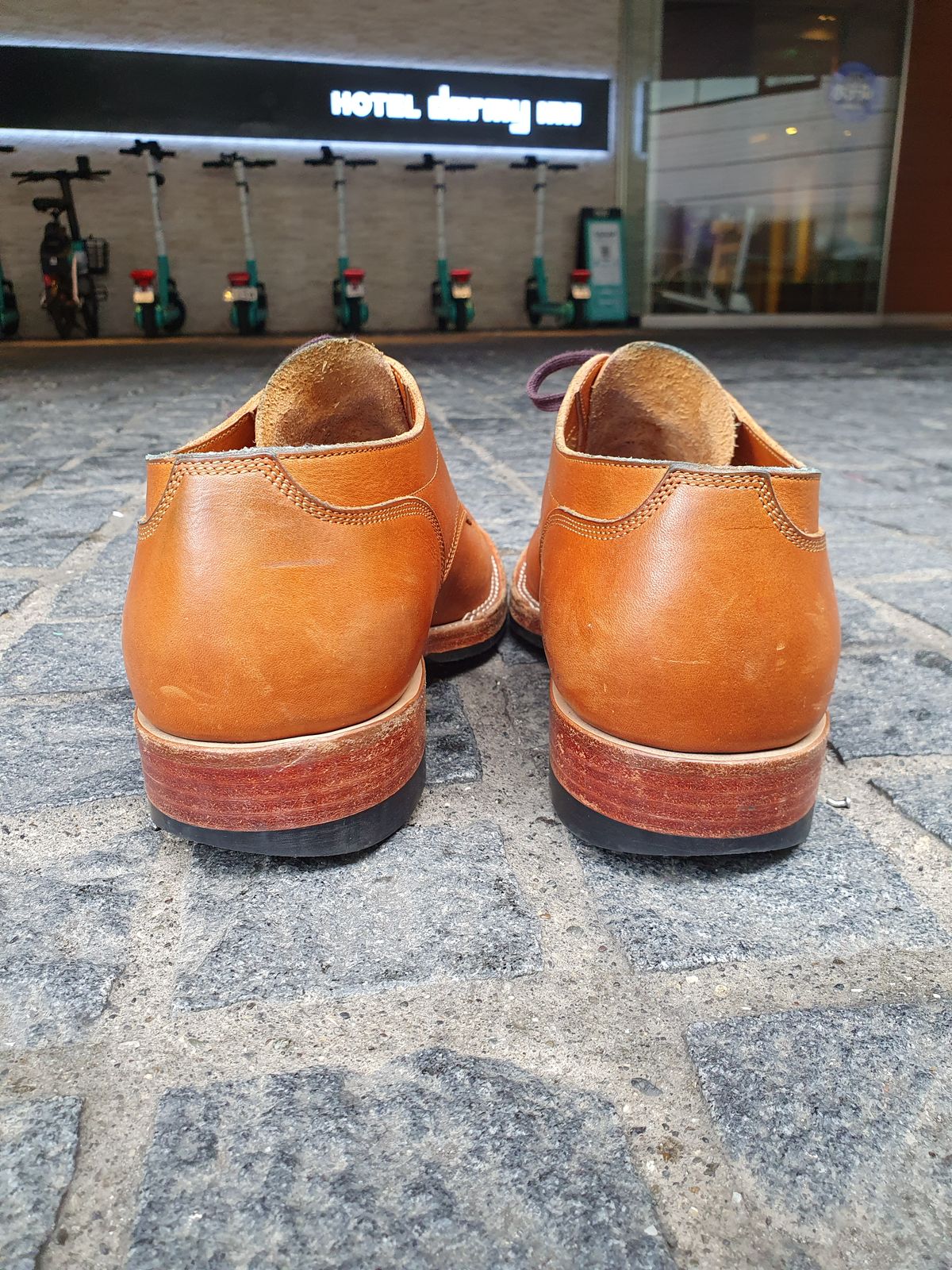 Photo by jasonissm on April 3, 2024 of the Onderhoud LVL01 Derby Boot in Tochigi Oil Vachetta #1 Light Brown.