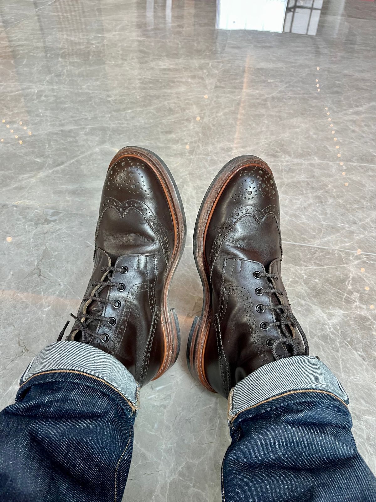 Photo by mr_spud on December 30, 2023 of the Tricker's Stow Country Boot in Cafe Burnished Calf.