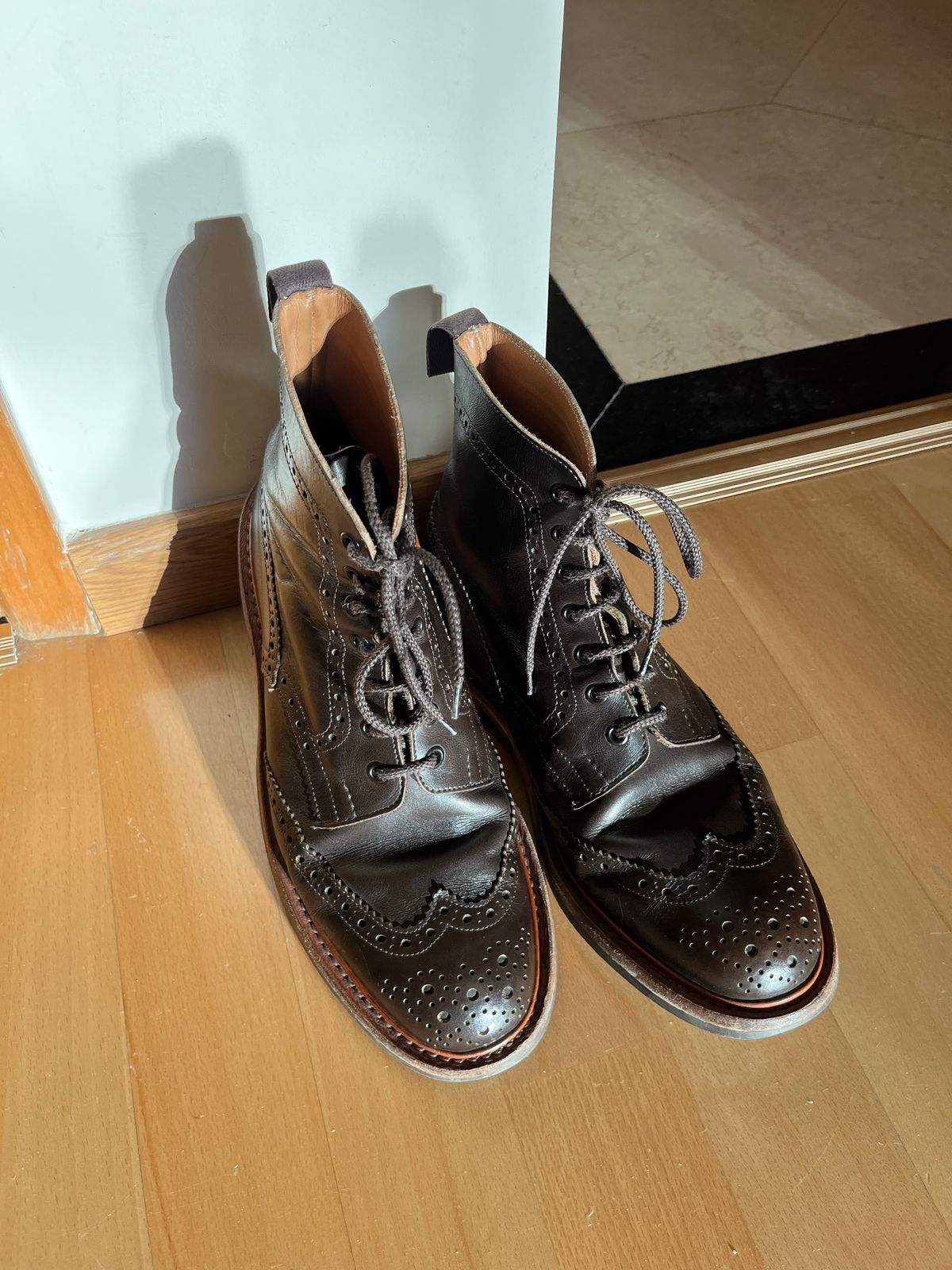 Photo by mr_spud on October 19, 2025 of the Tricker's Stow Country Boot in Cafe Burnished Calf.